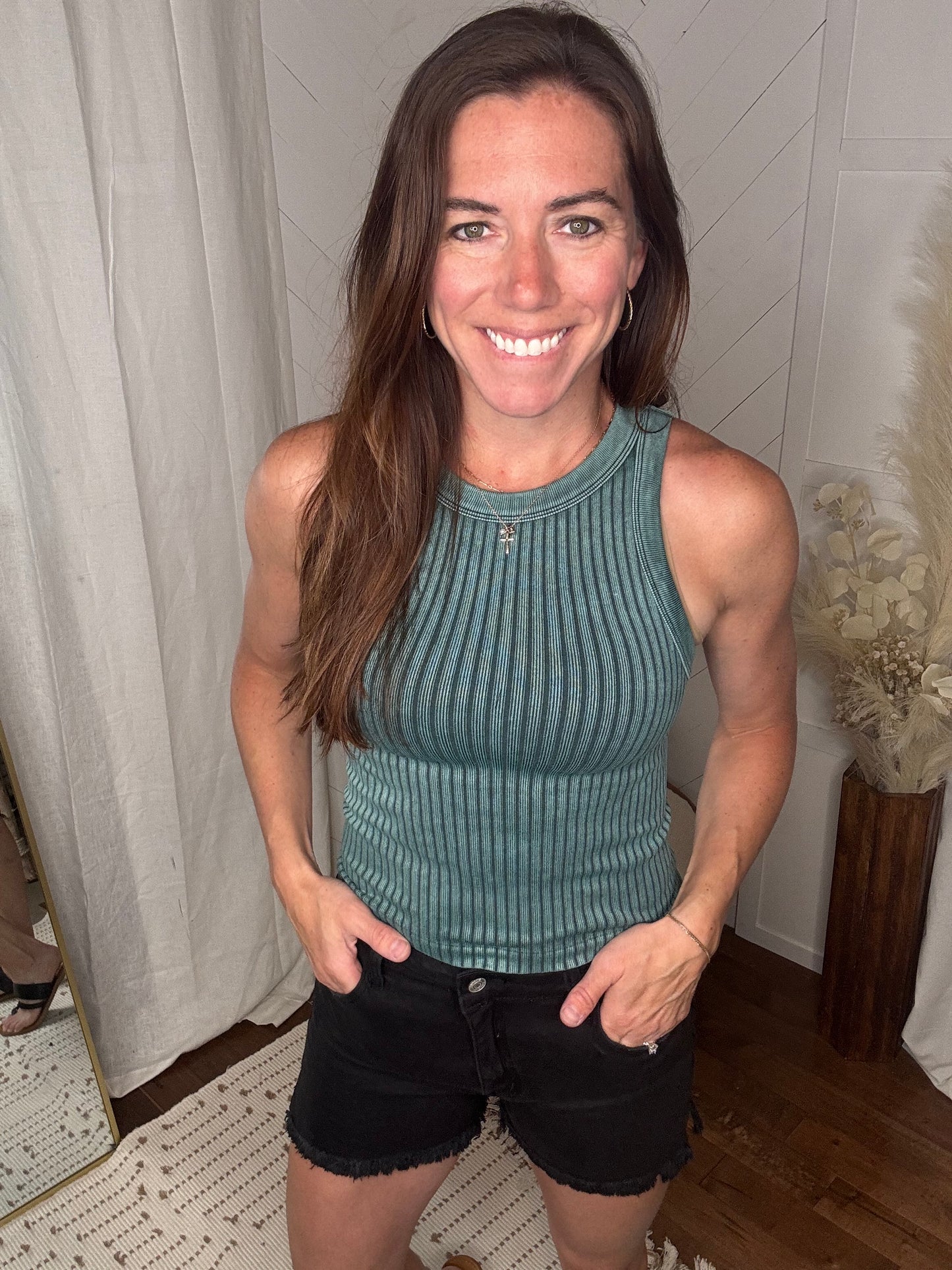 Jade Ribbed Seamless Tank