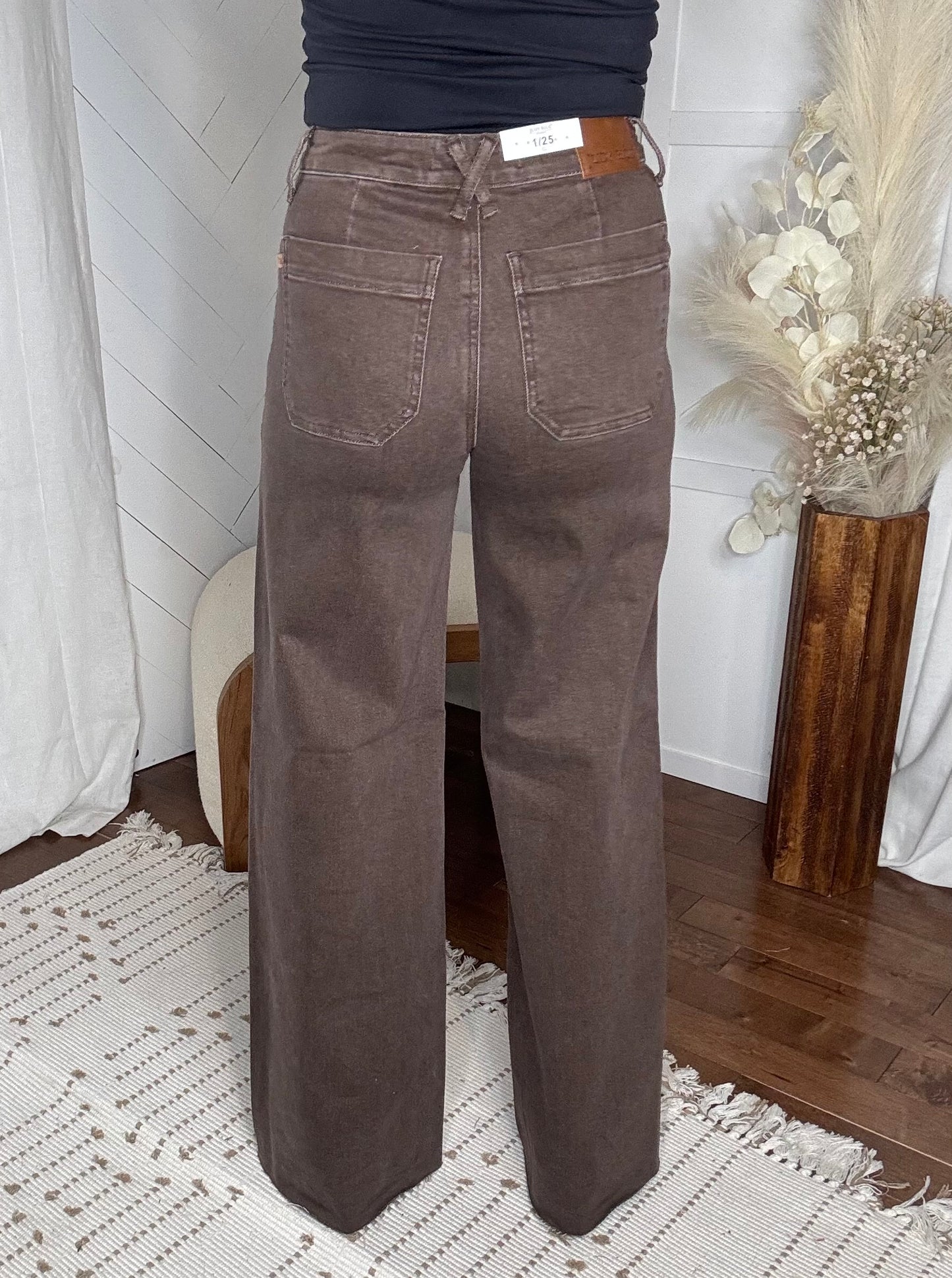 Judy Blue Chocolate High Waist Retro Wide Leg Pants
