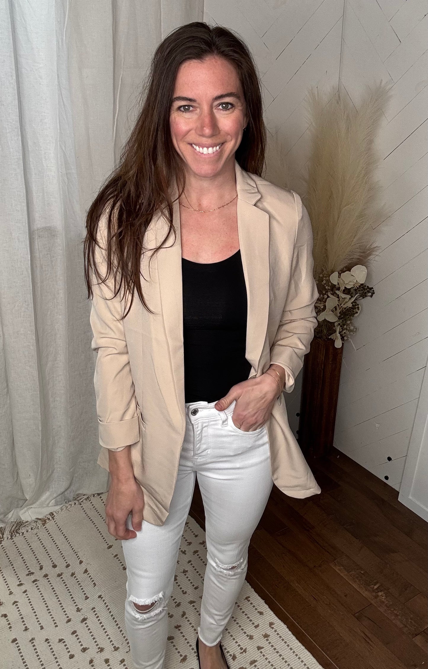 Beige Boyfriend Blazer