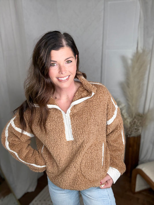 Camel 1/2 Zip Sherpa