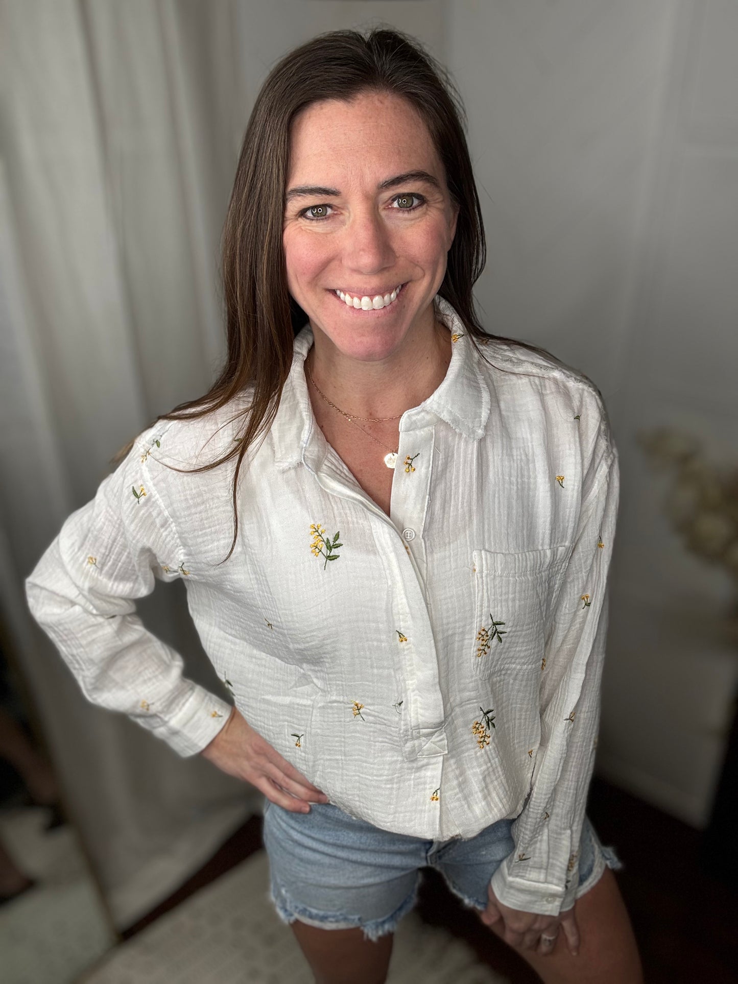 Floral Gauze Oversized Shirt