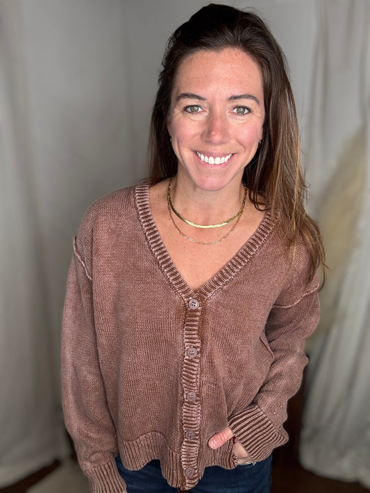 Vintage Mocha Washed Sweater