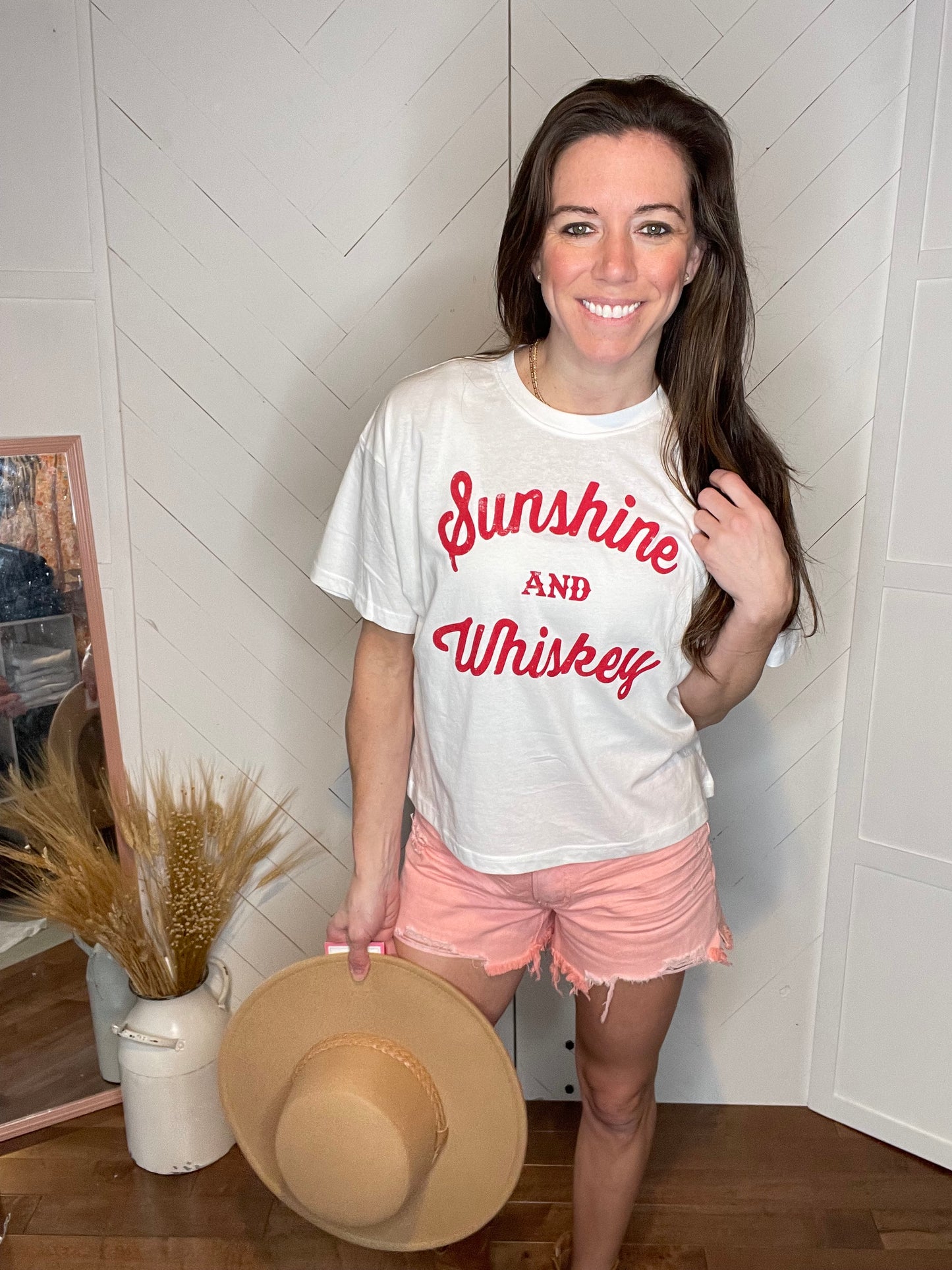 Sunshine + Whiskey Long Crop: White