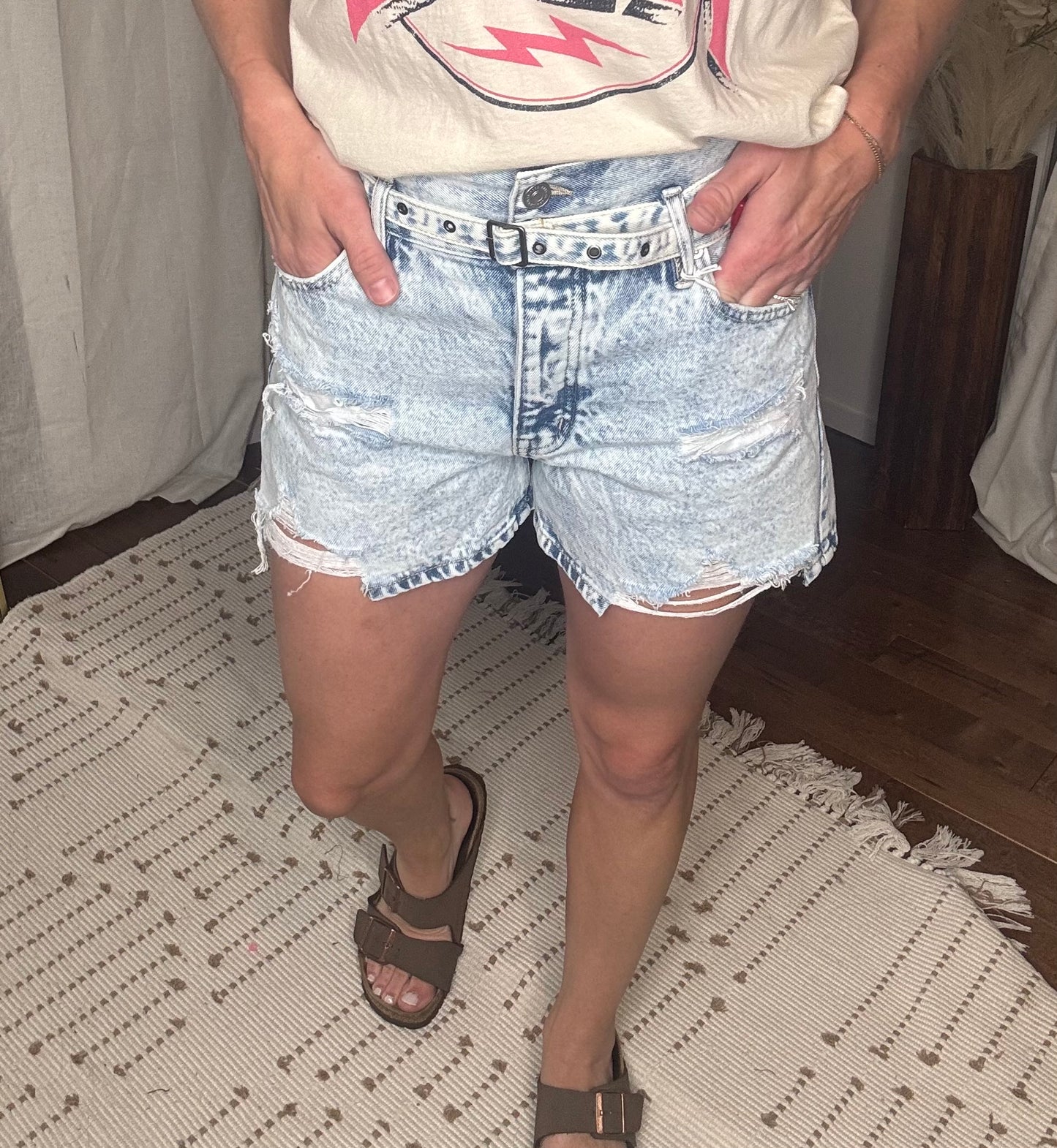 KanCan51: Ultra High Rise Stone Washed Shorts