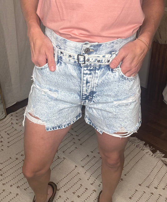 KanCan51: Ultra High Rise Stone Washed Shorts