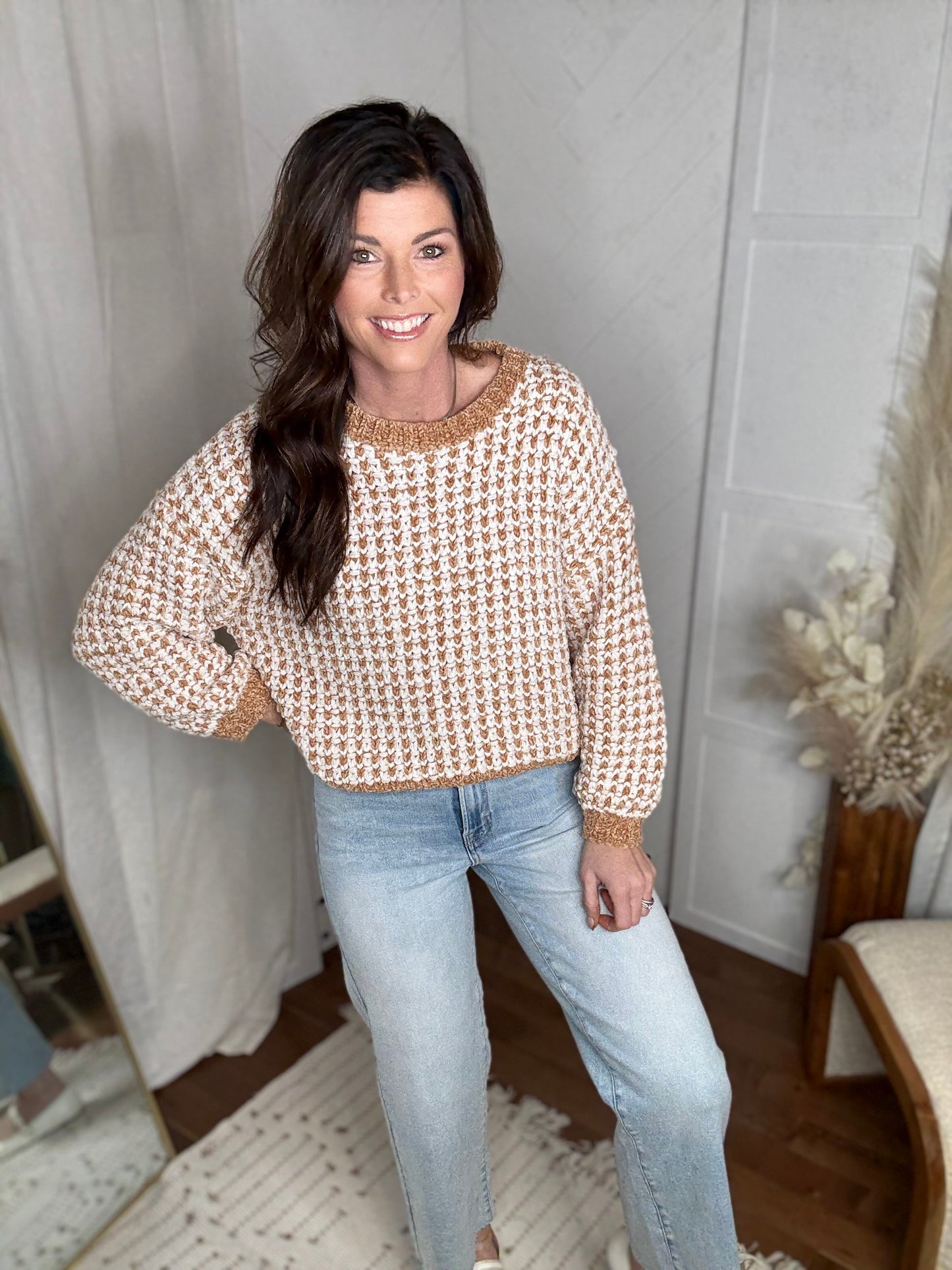 Chic Contrast Chenille Sweater