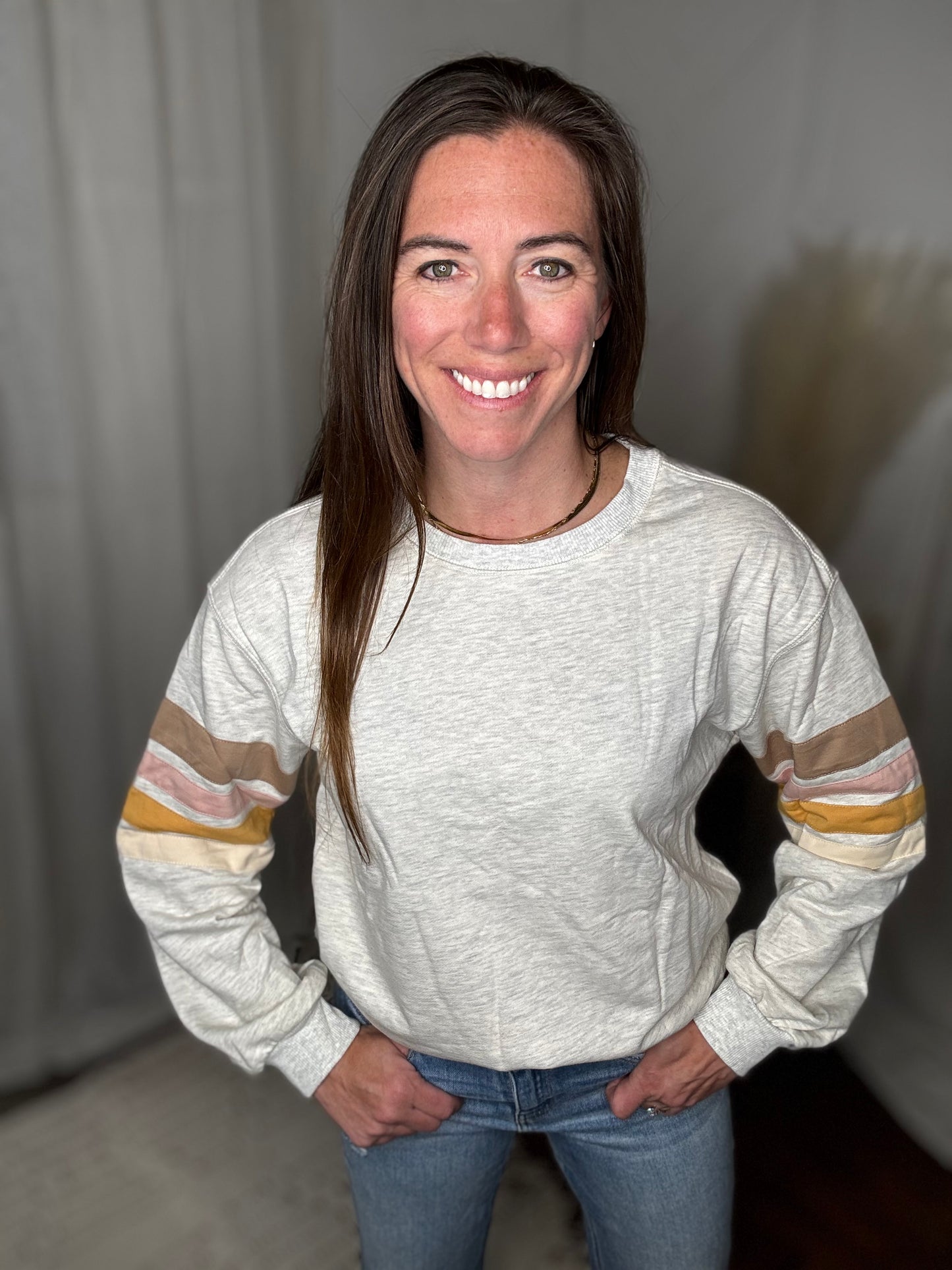 Weekend Vibes Striped Sweatshirt