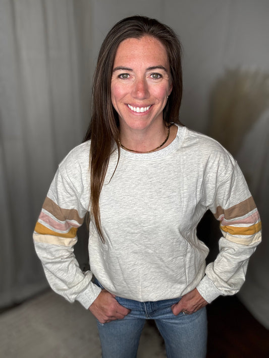 Weekend Vibes Striped Sweatshirt