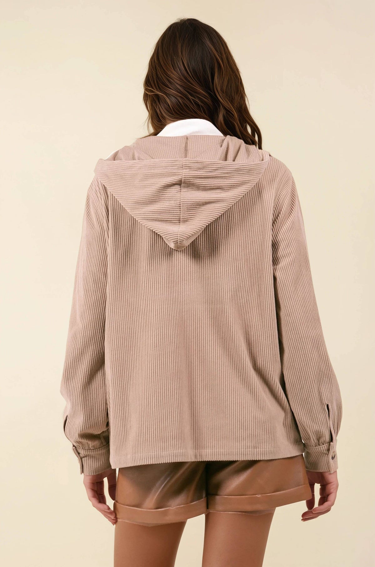 Mushroom Velour Textured Half Zip Hoodie