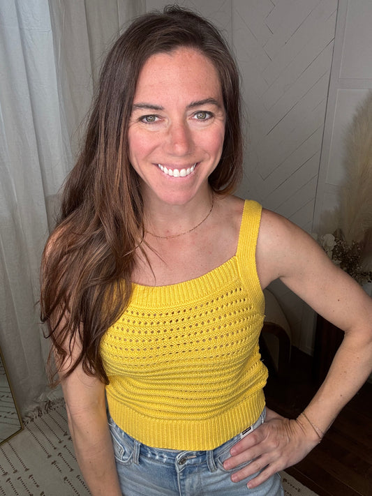 Sunflower Knit Square Neck Tank