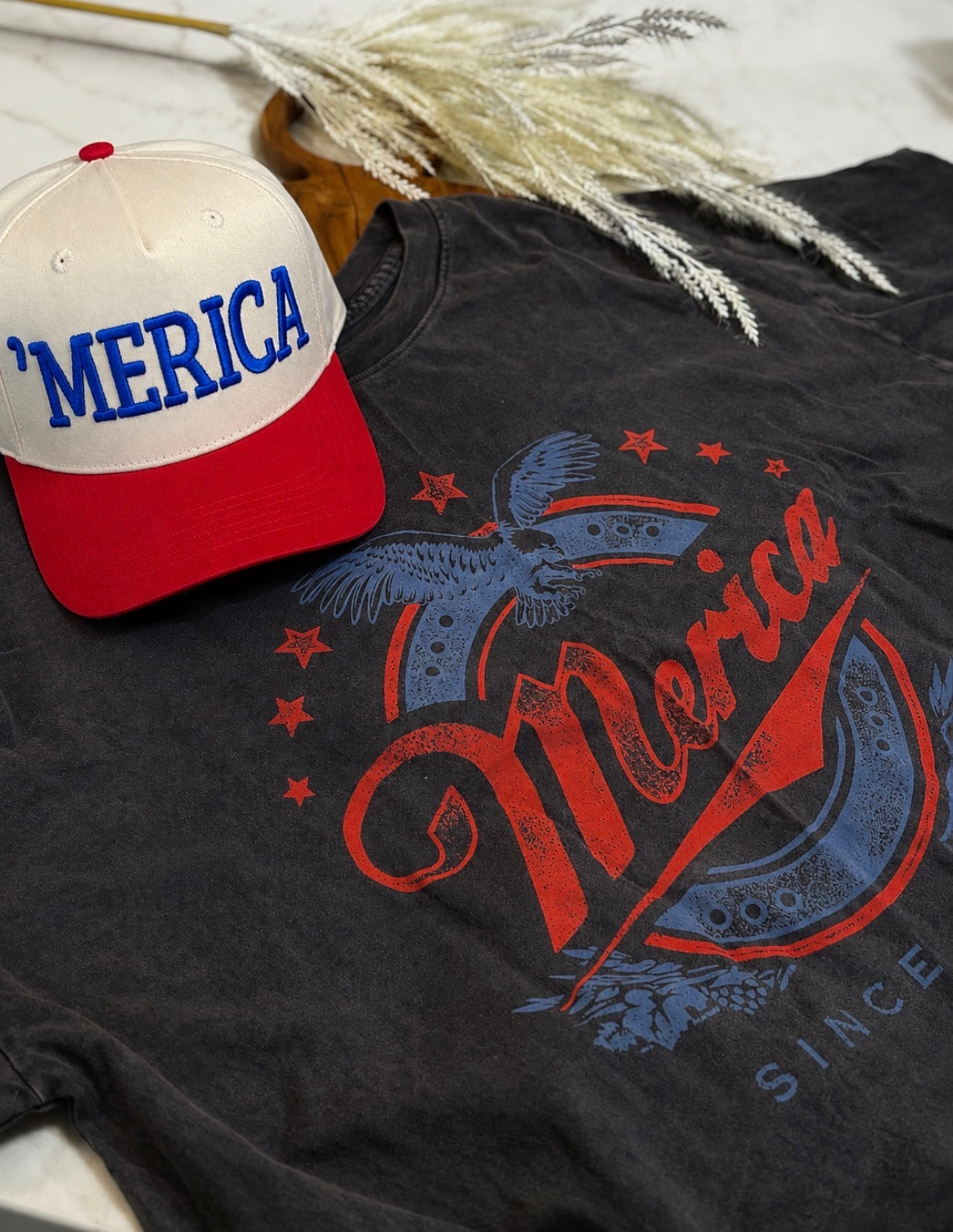 Merica’ Embroidered Trucker Hat : Red