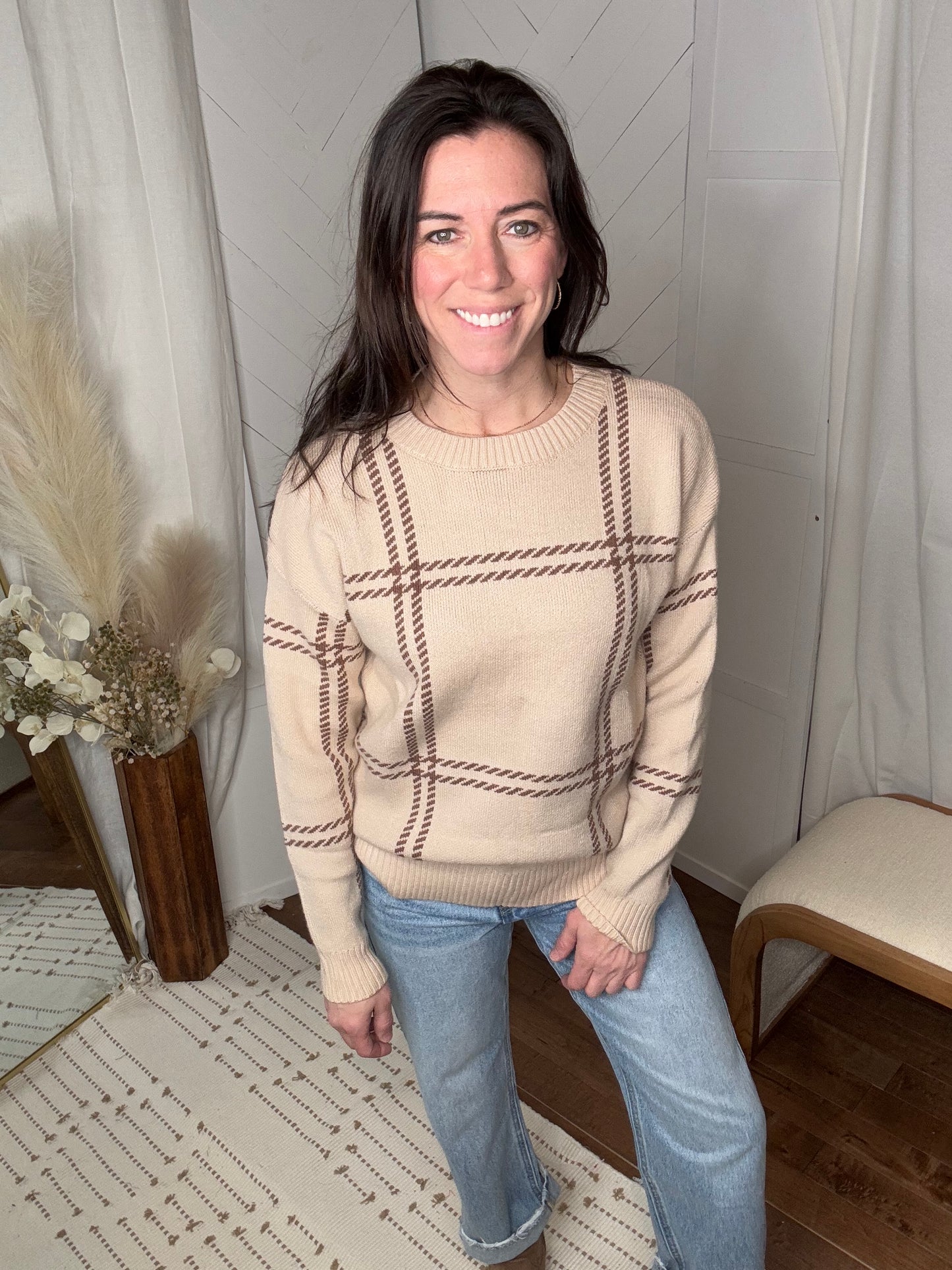 Brown Plaid Sweater