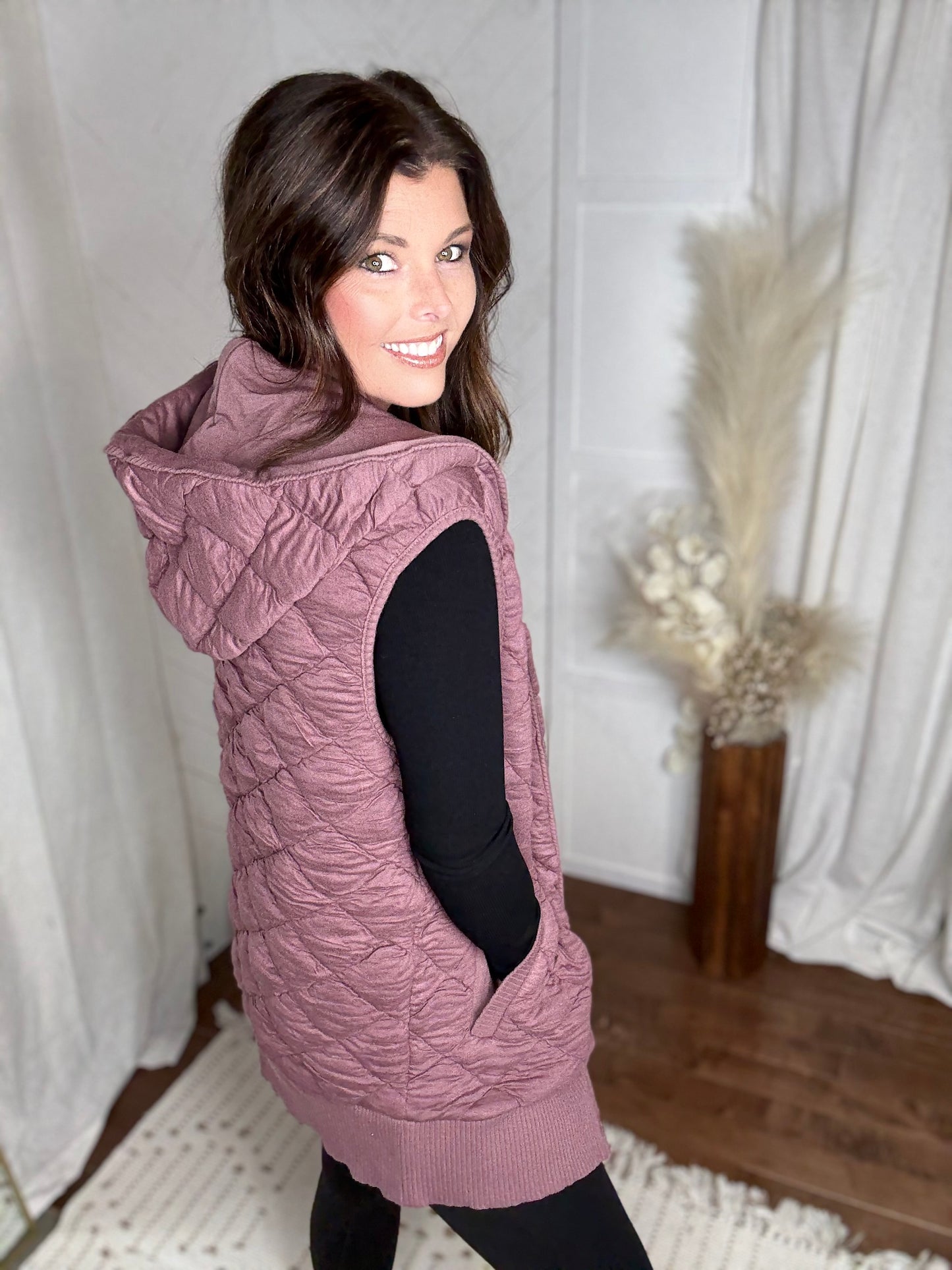 Rose Oversized Quilted Vest