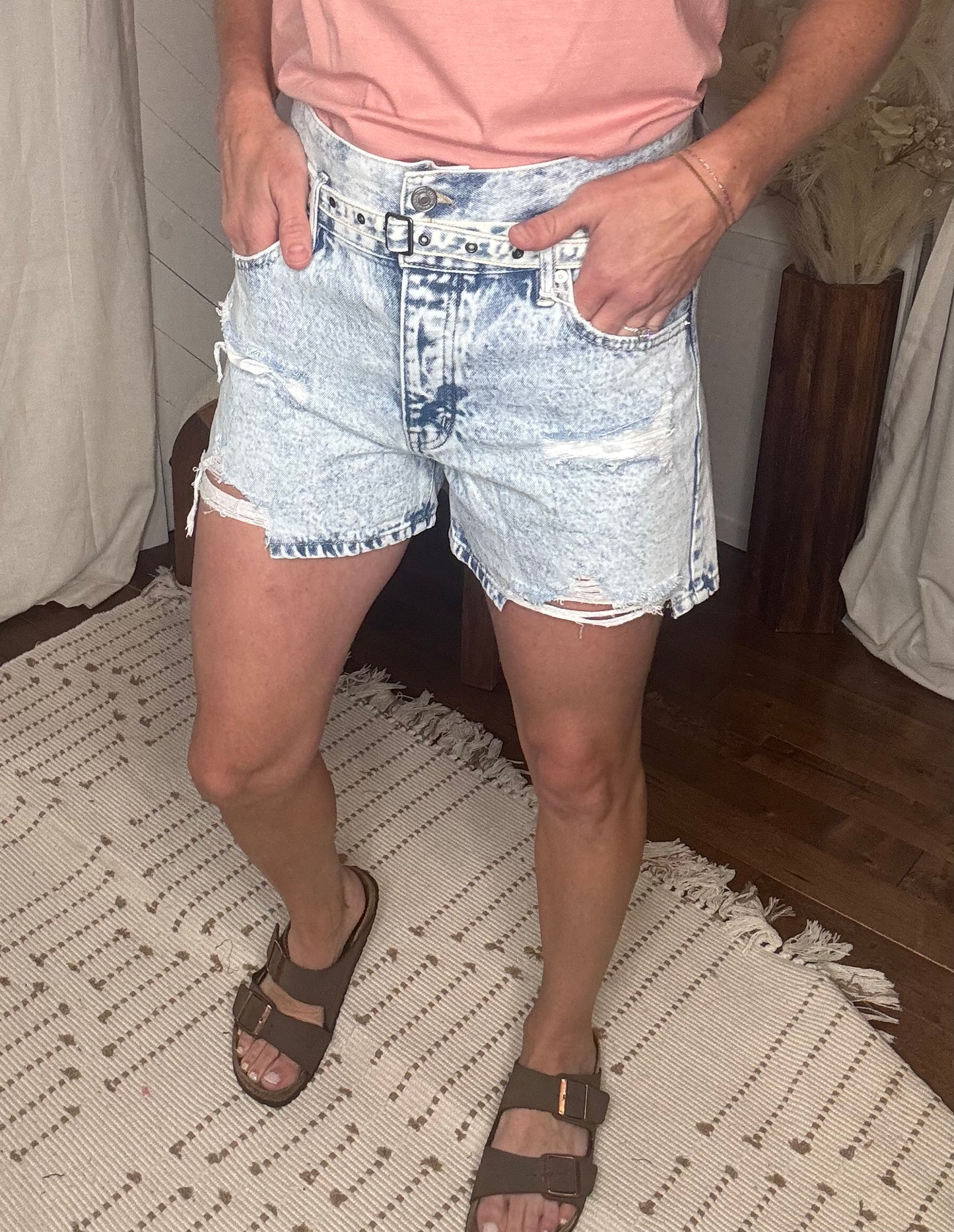 KanCan51: Ultra High Rise Stone Washed Shorts