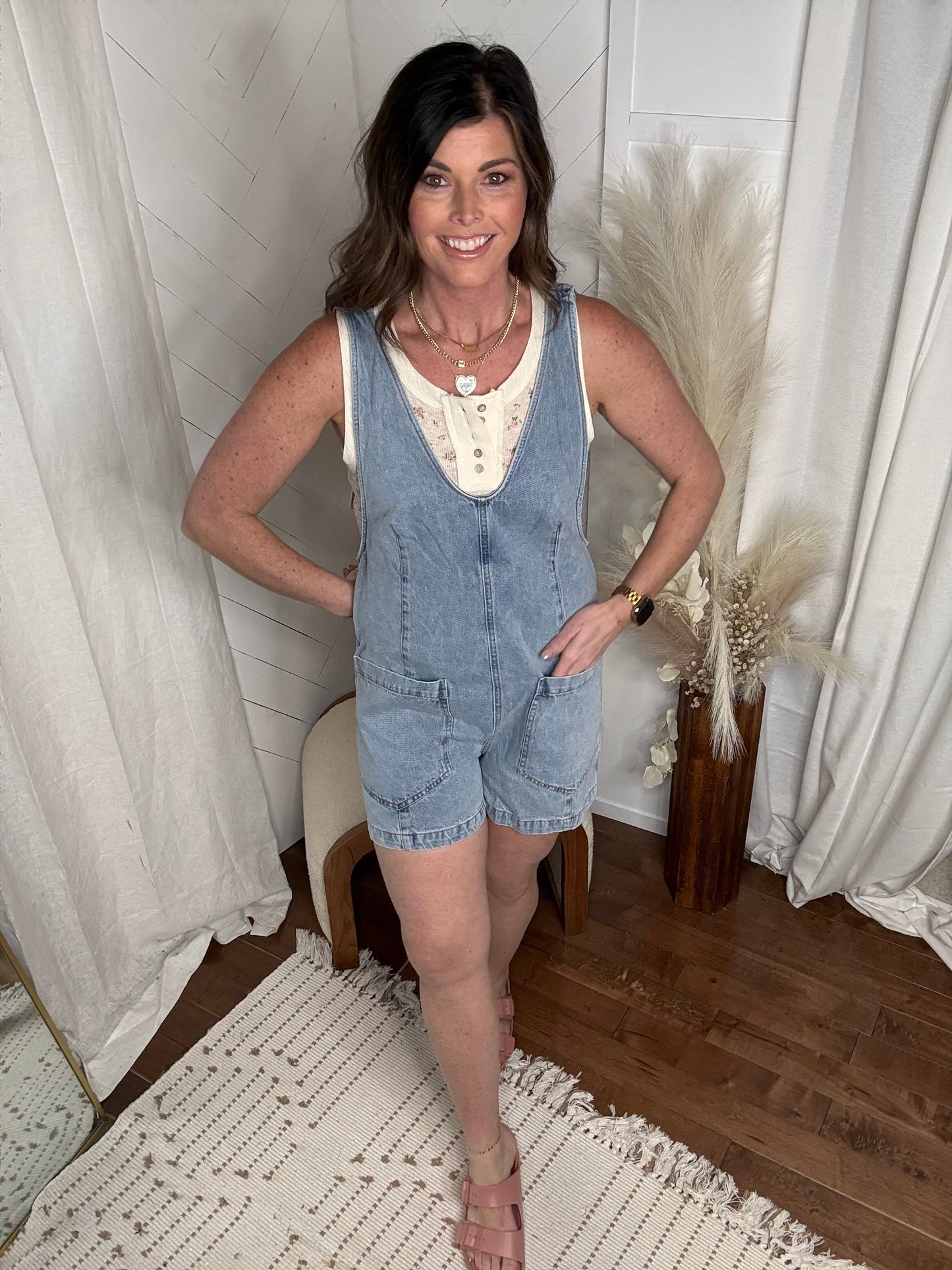 Vintage Vibes Overall Shorts