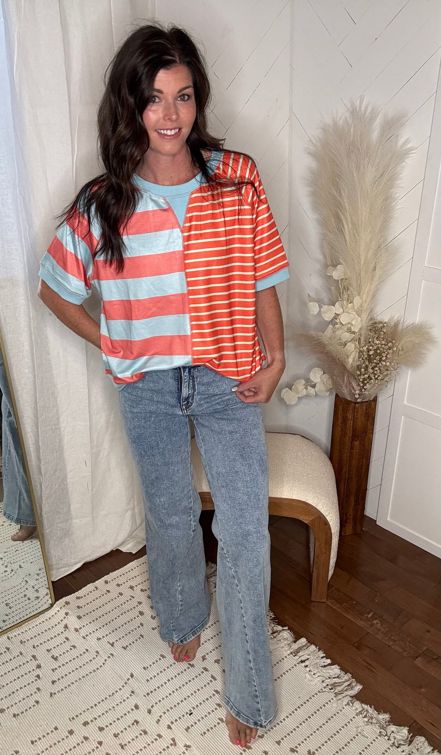 Judy Blue54: High Waisted Detailed Wide Leg Jeans