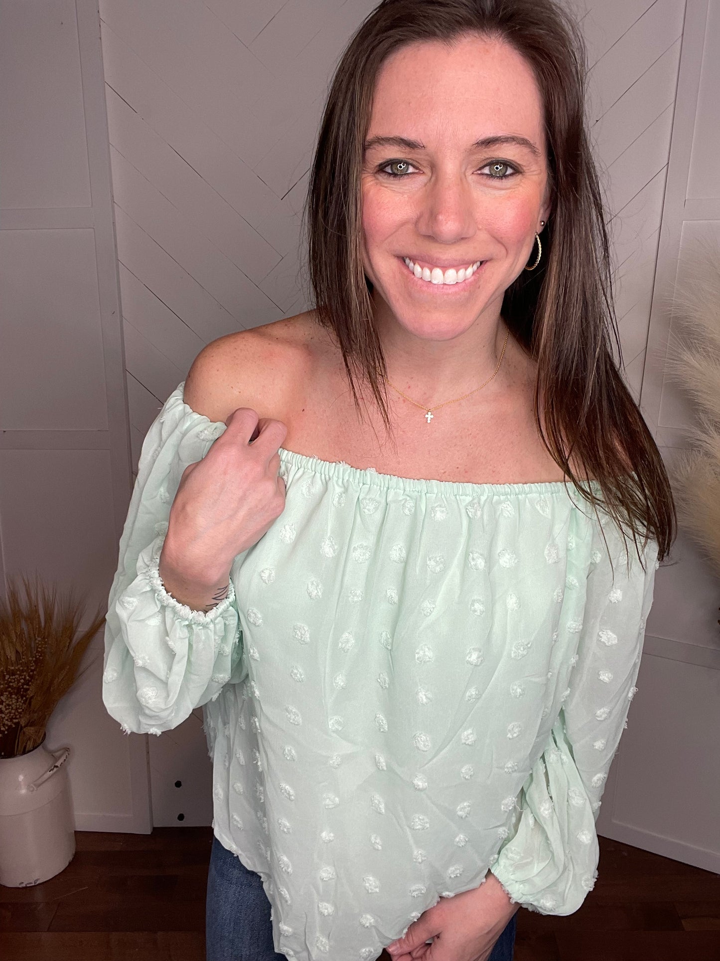 Off the Shoulder Top : Mint