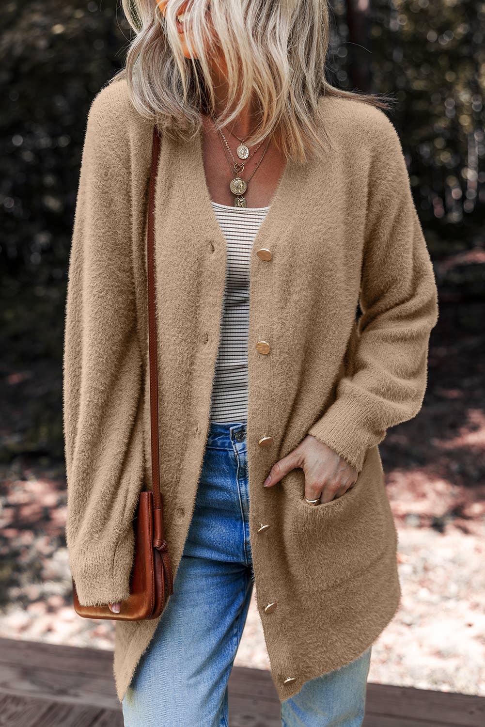 Fuzzy Taupe Cardigan