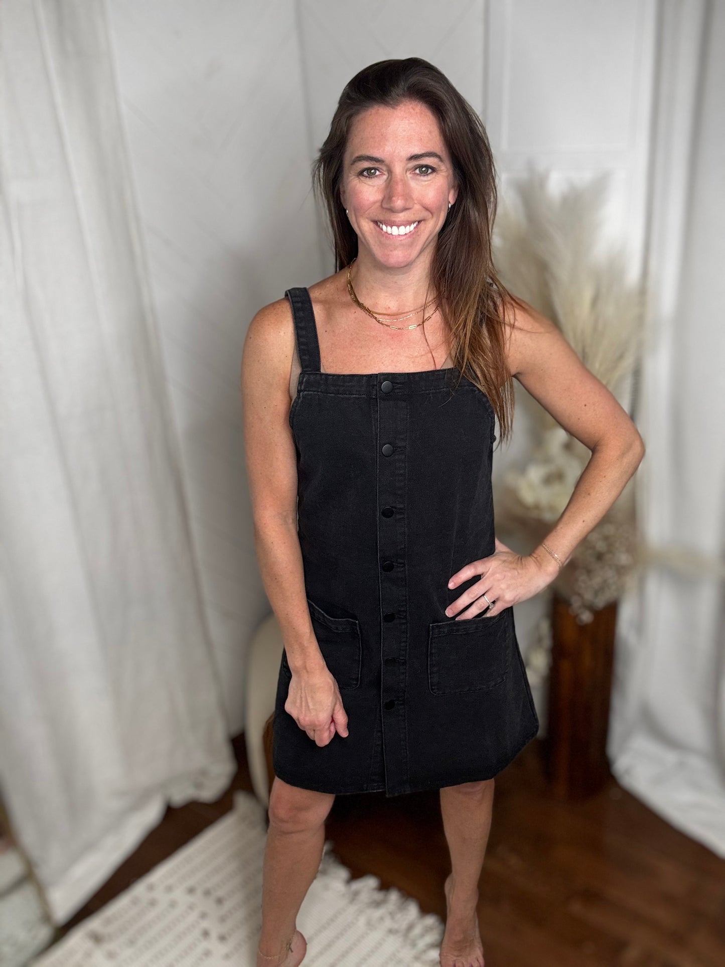 Midnight Washed Button Down Dress