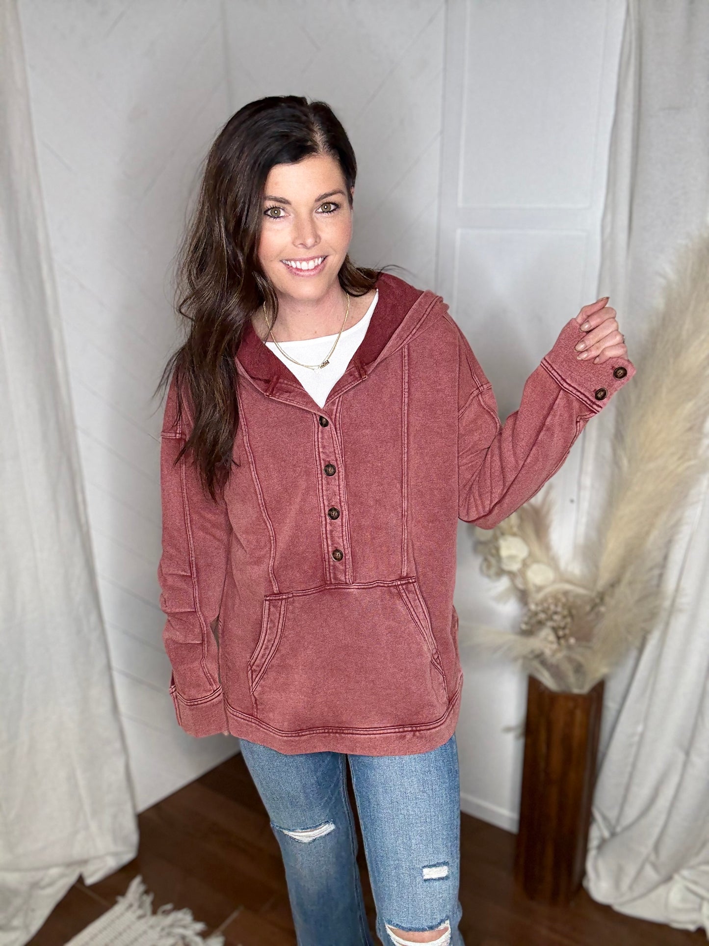 Washed in Burgundy Hooded Tunic
