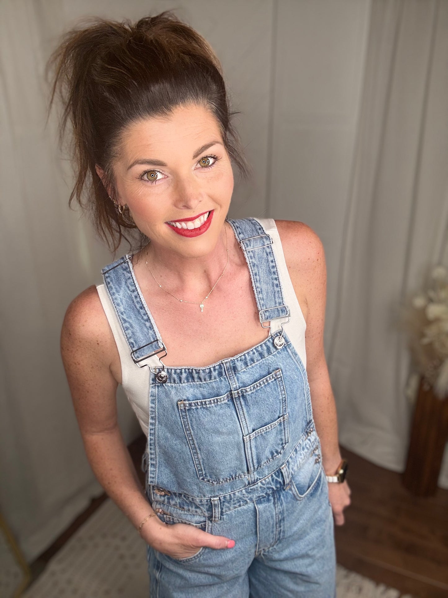 Light Washed Barrel Overalls