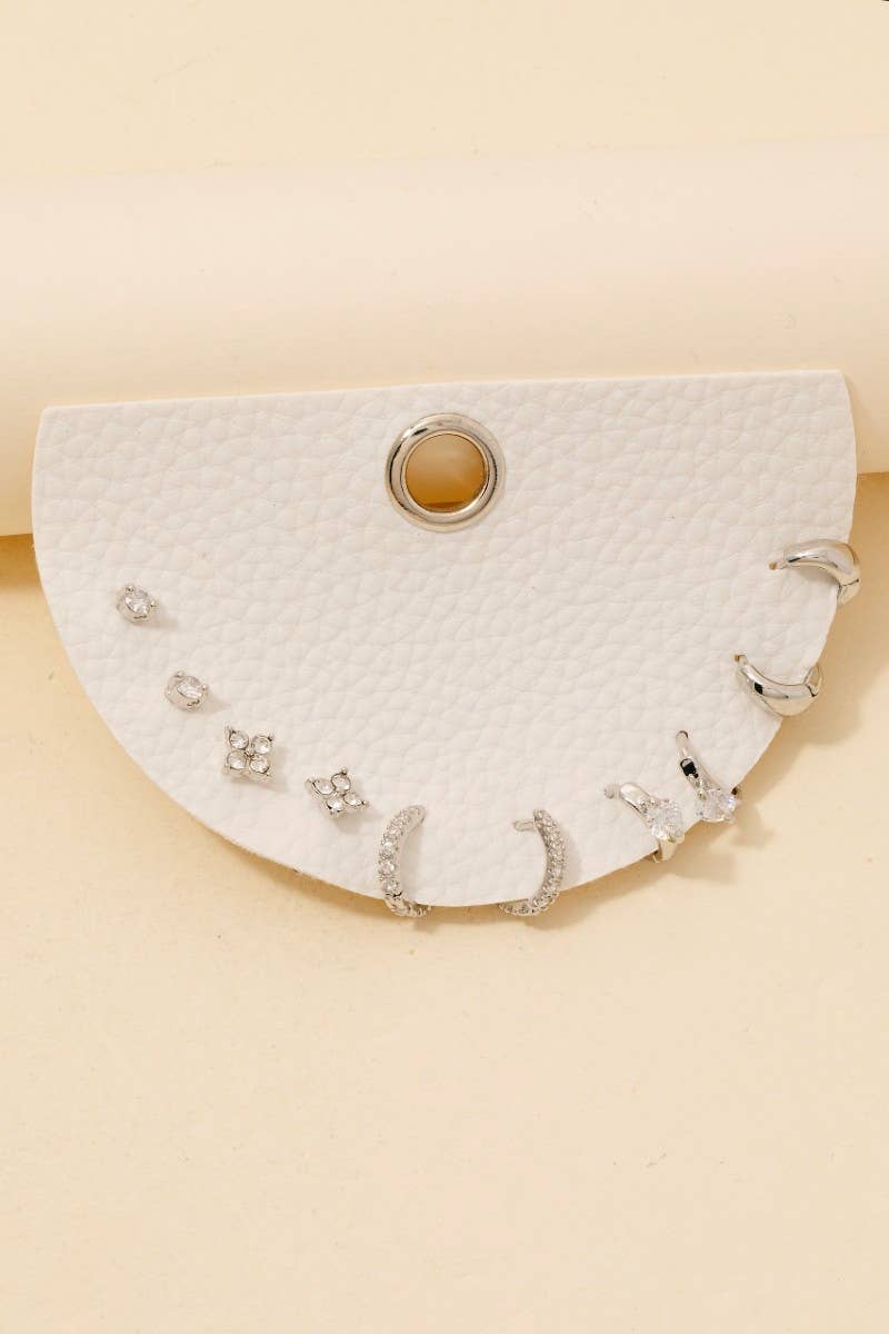 Clover Studs + Hoop Earrings: Set of 5