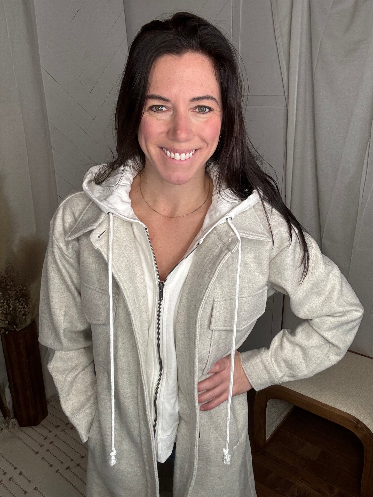 Twofer Hoodie Jacket: Oatmeal
