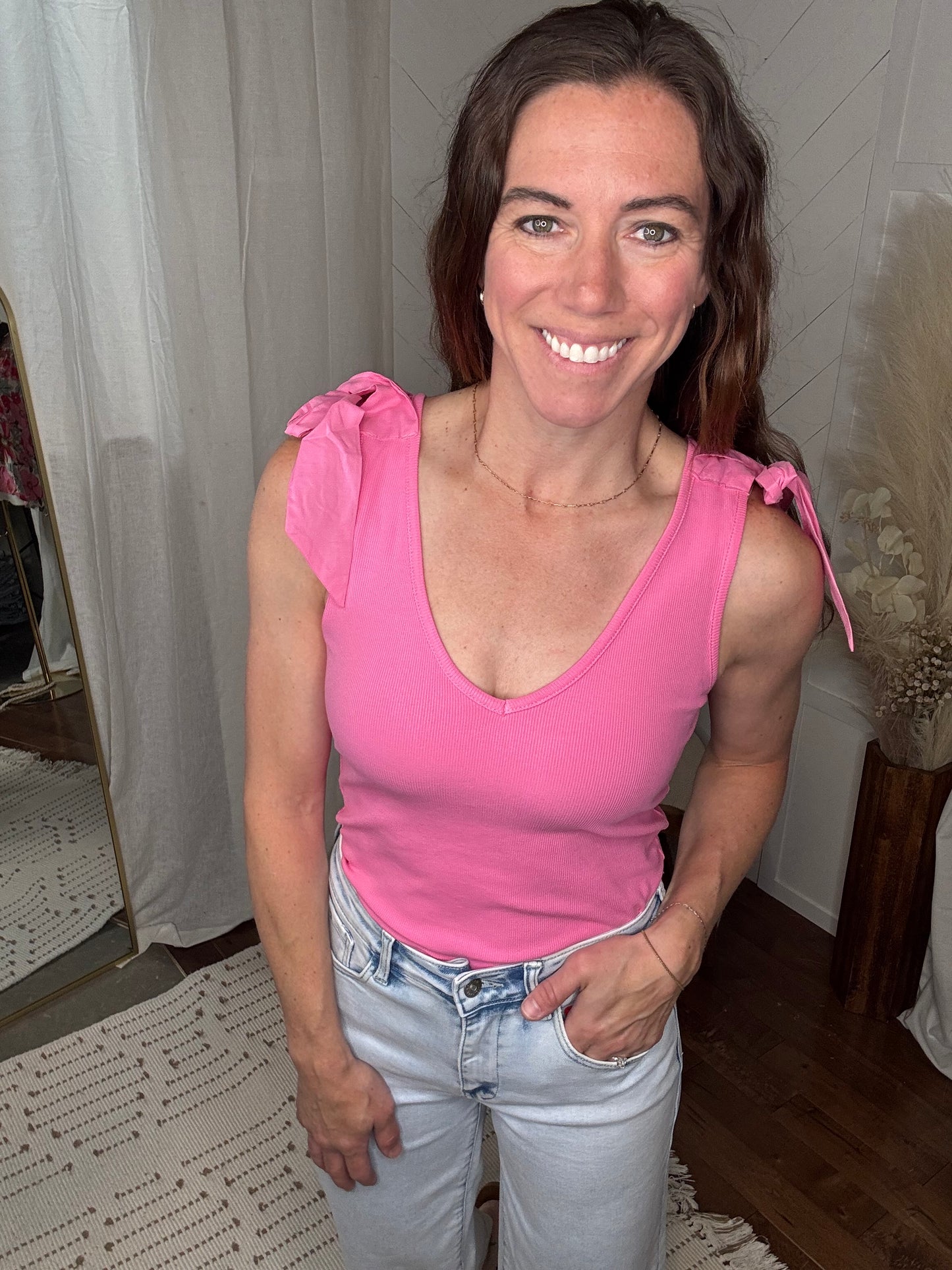 Bow Tied Tank: Pink