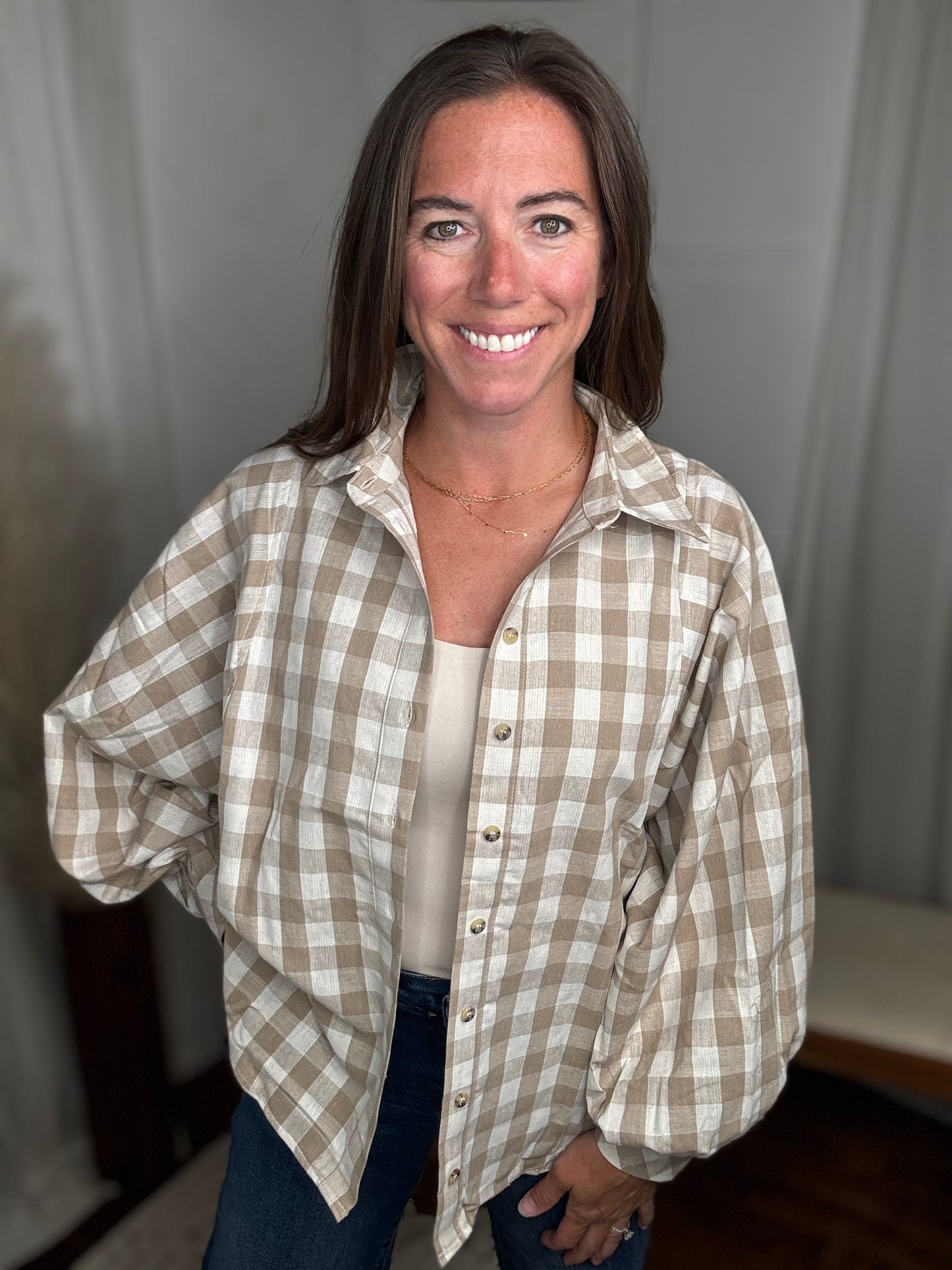 Linen & Taupe Weekend Gingham Shirt