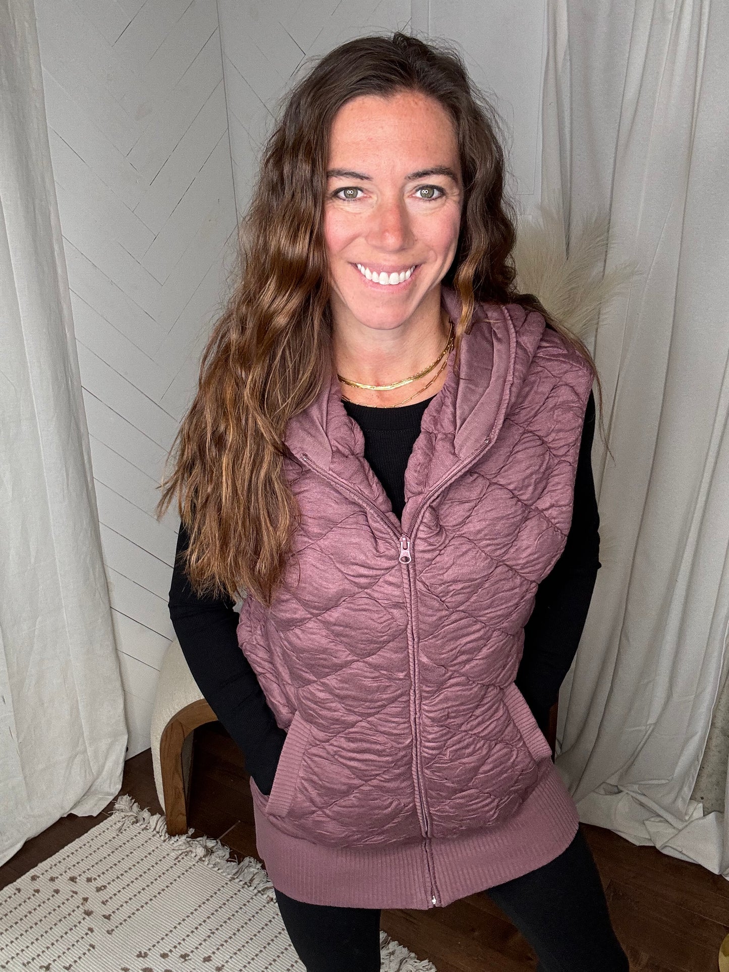 Rose Oversized Quilted Vest