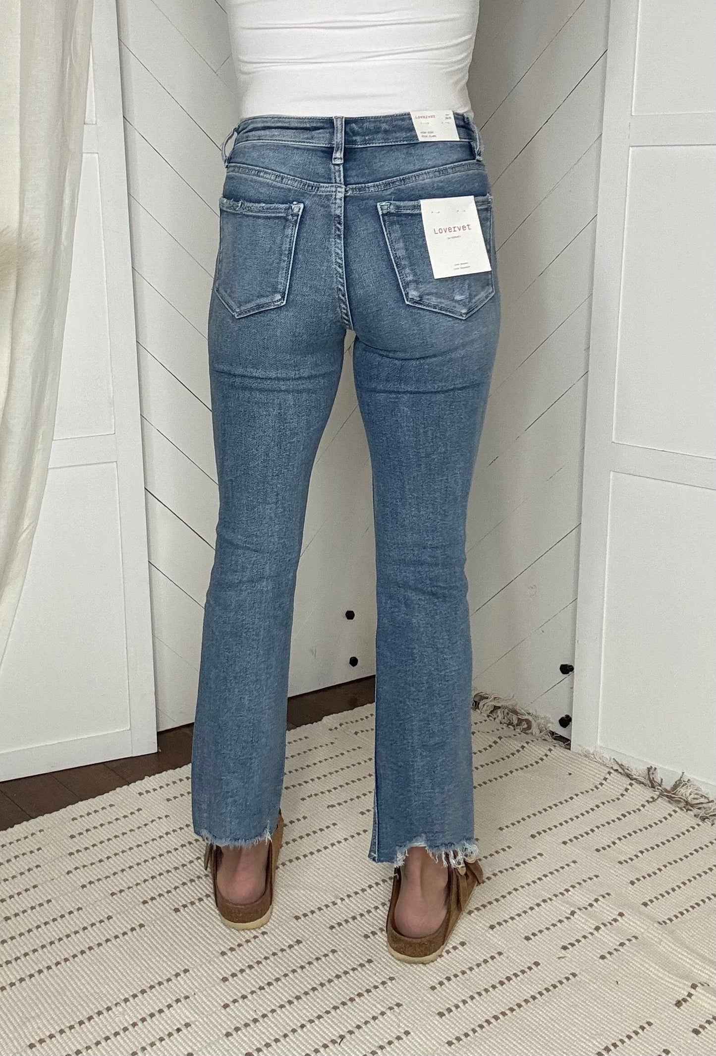 Loveret By Vervet16: High Rise Uneven Hem Kick Flare Jeans