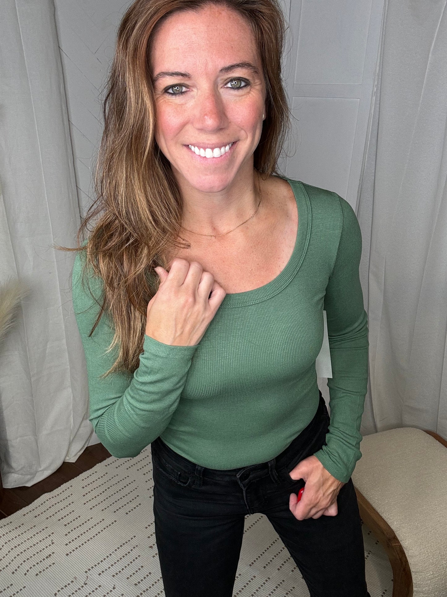 Your Go To Long Sleeve Top: Dark Basil