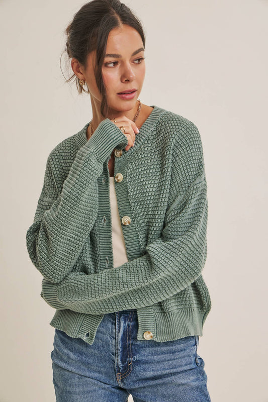 Dusty Green Wendy Button Down Cardigan