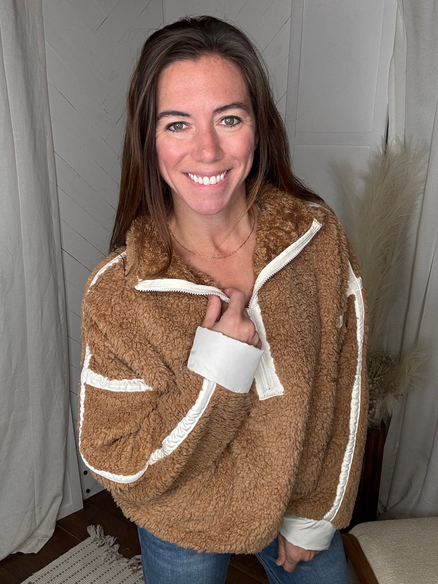 Camel 1/2 Zip Sherpa