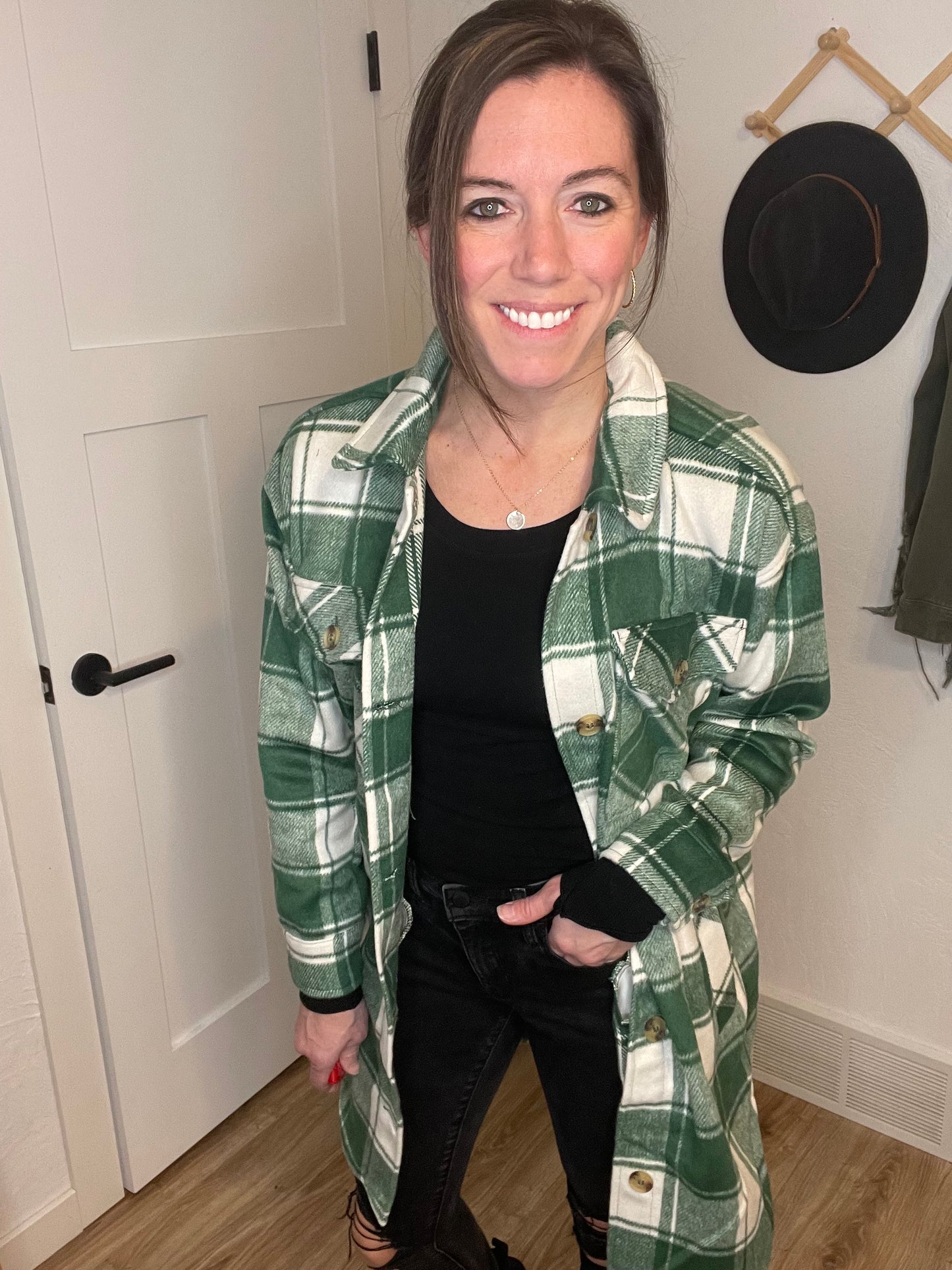 Oversized Green Button Up Shacket