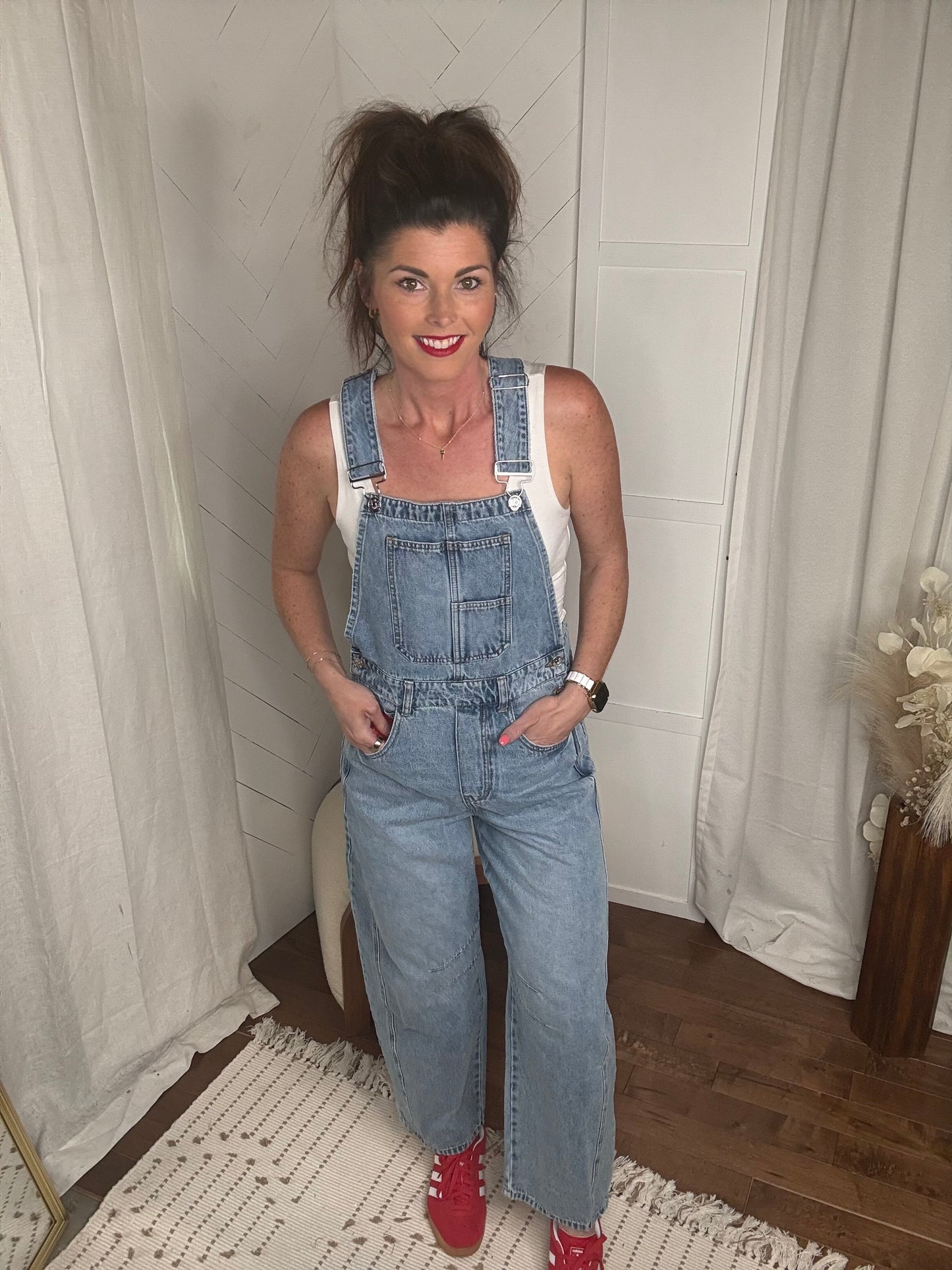 Light Washed Barrel Overalls