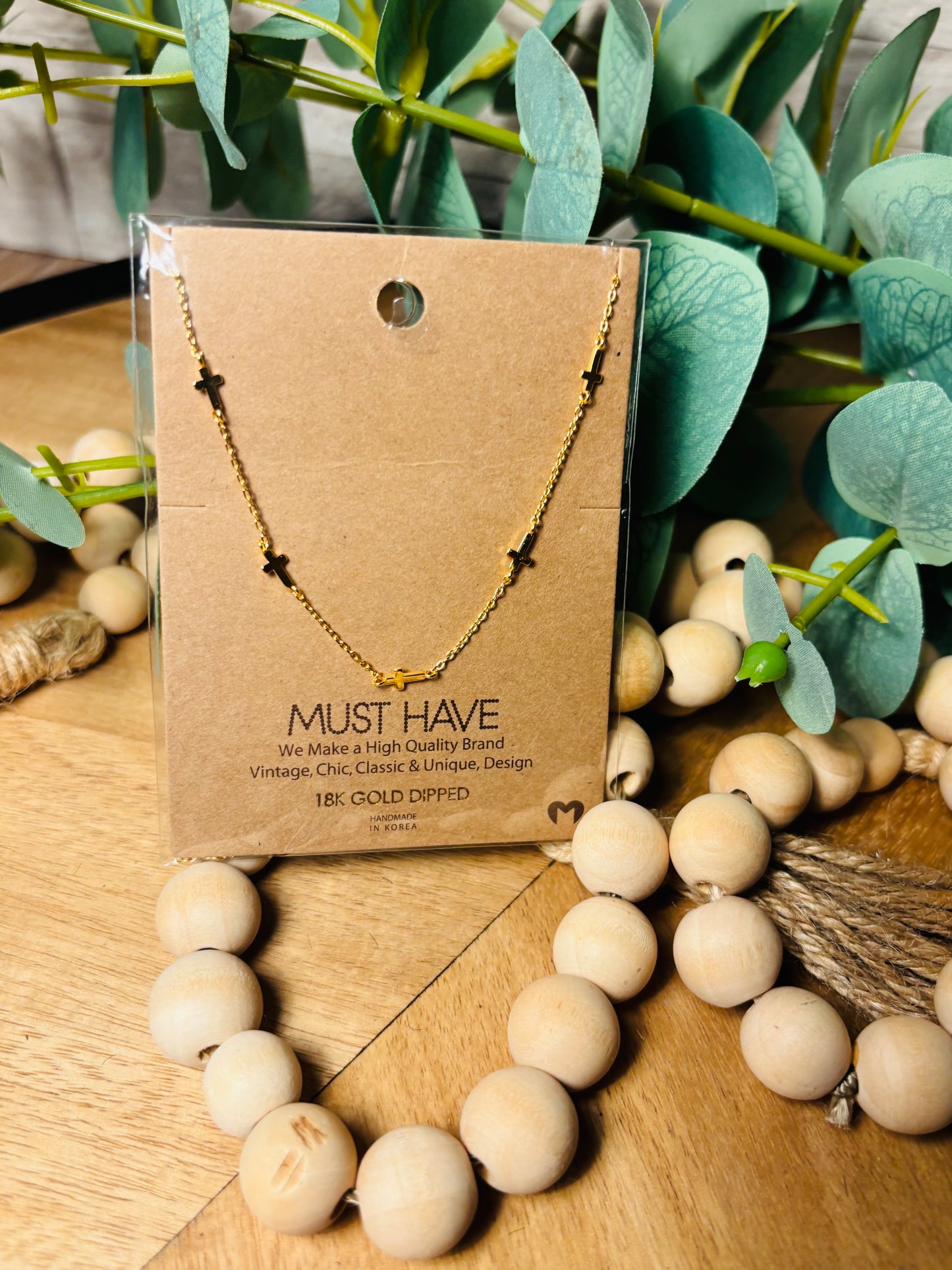 Dainty Cross Station Necklace