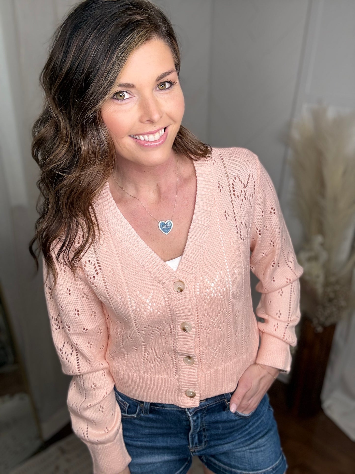 Blush Bow Charm Cardigan