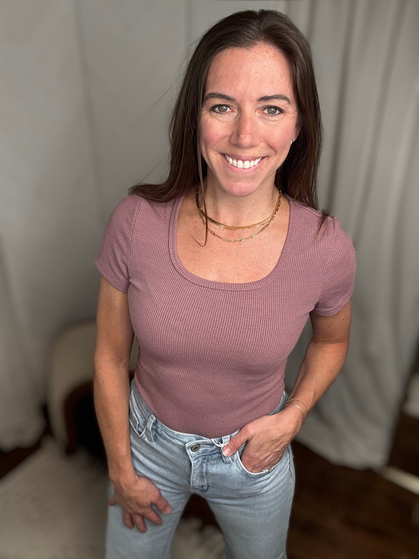 Faded Fig Ribbed Sweater Tee