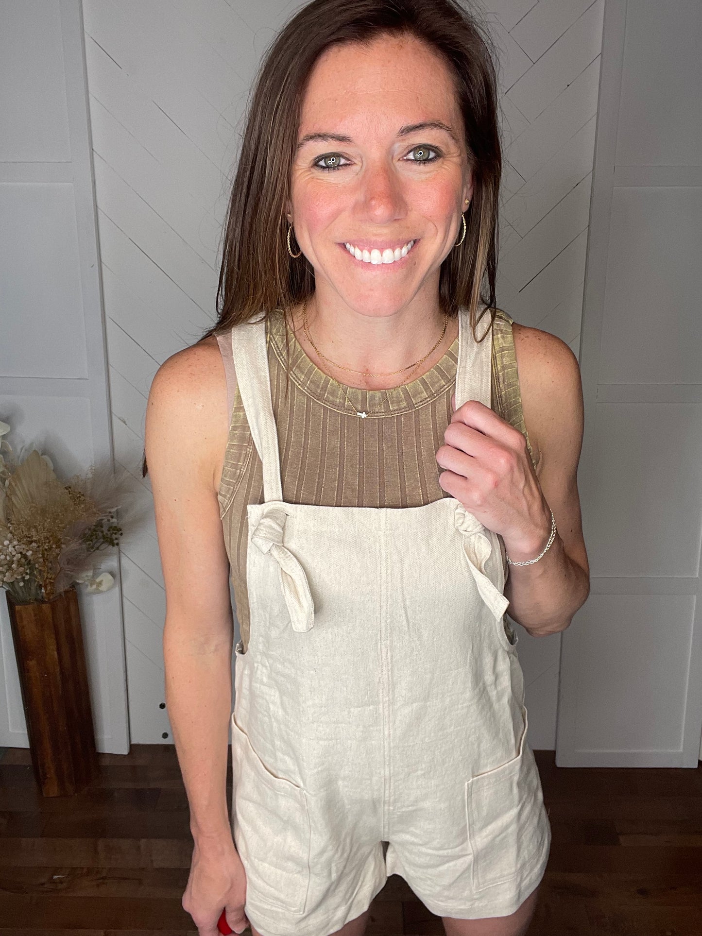 Oatmeal Linen Overalls