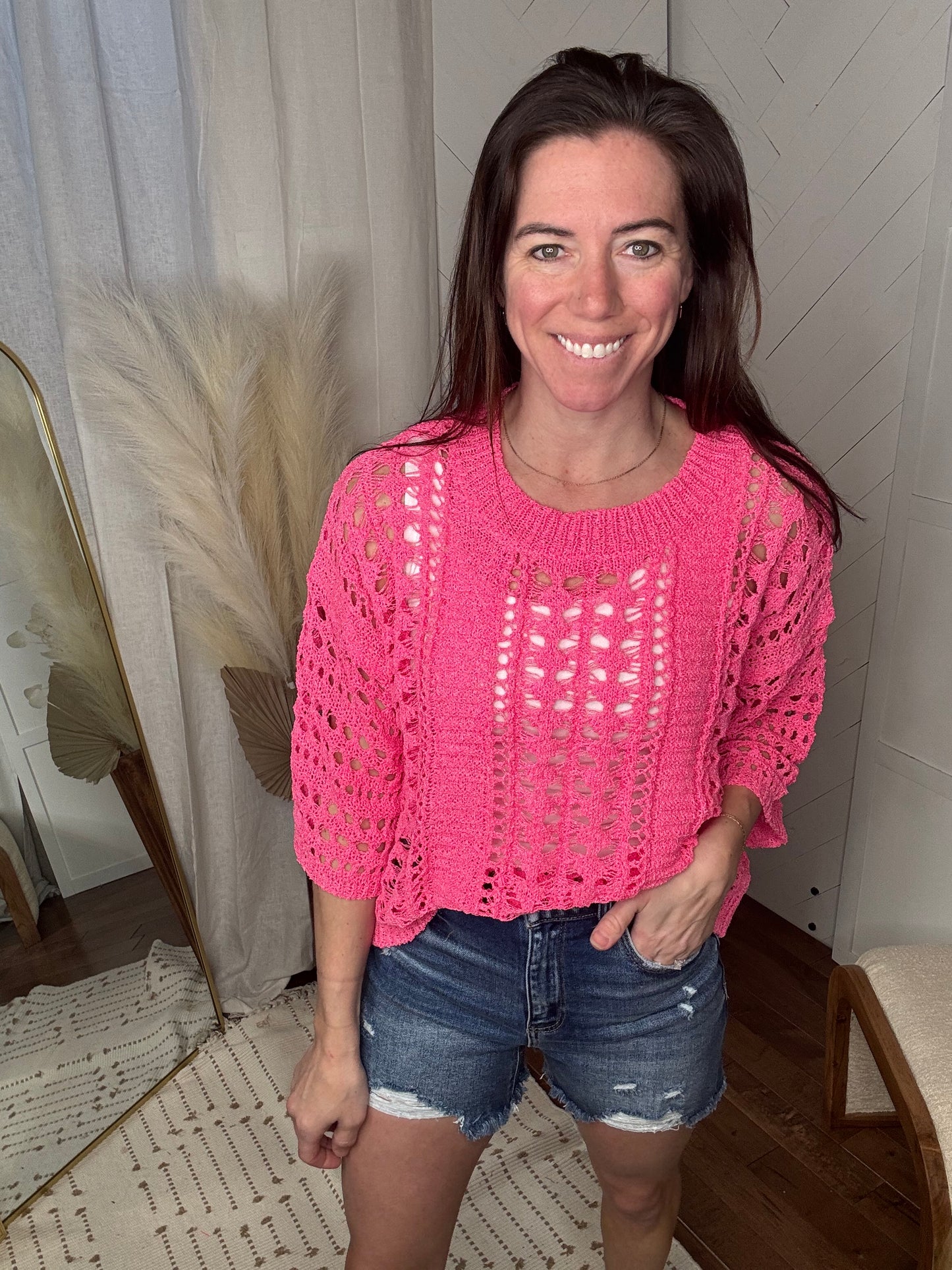 Fuchsia Breezy Knit Top