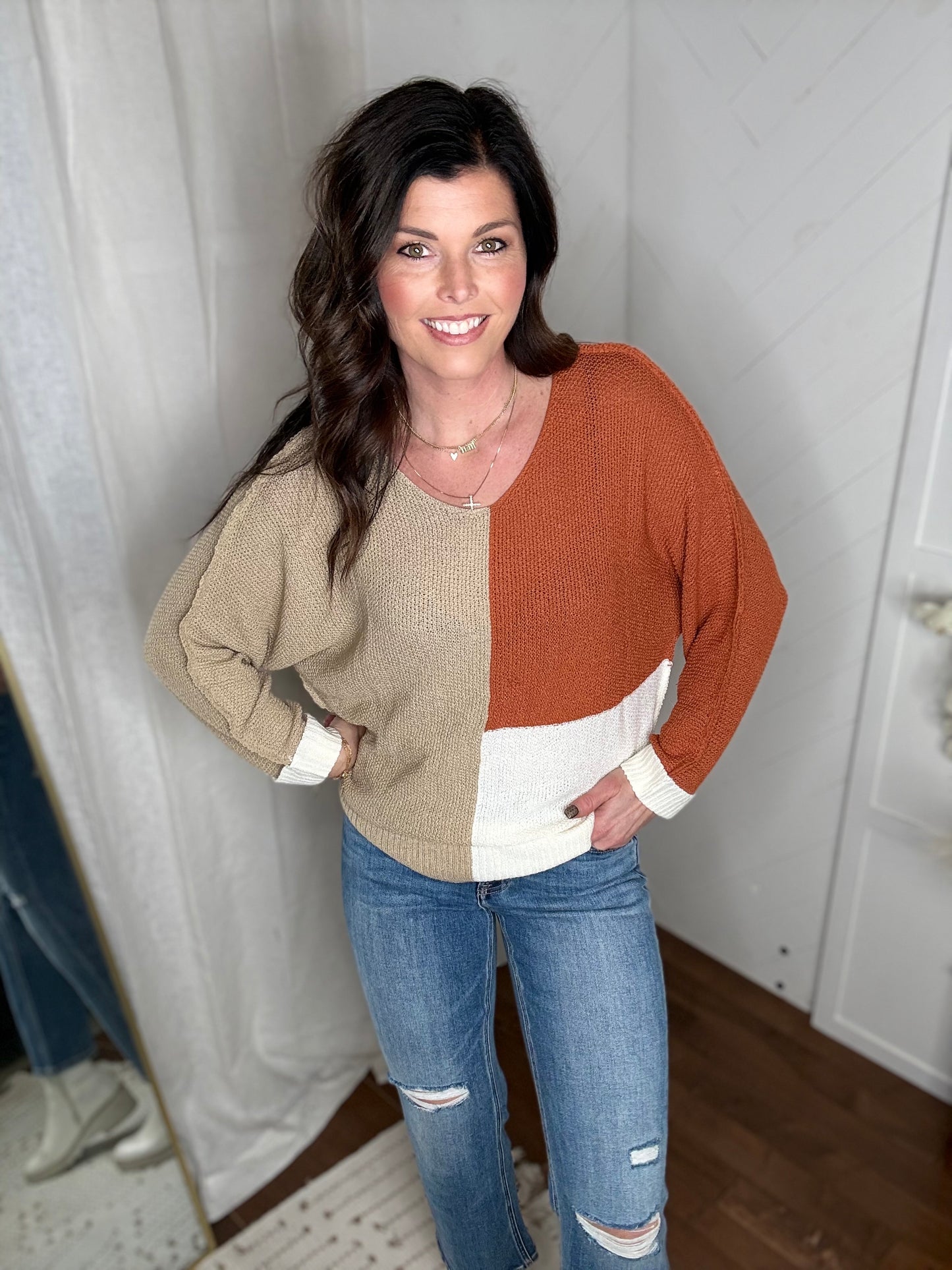 Rust + Cream Weekend Sweater