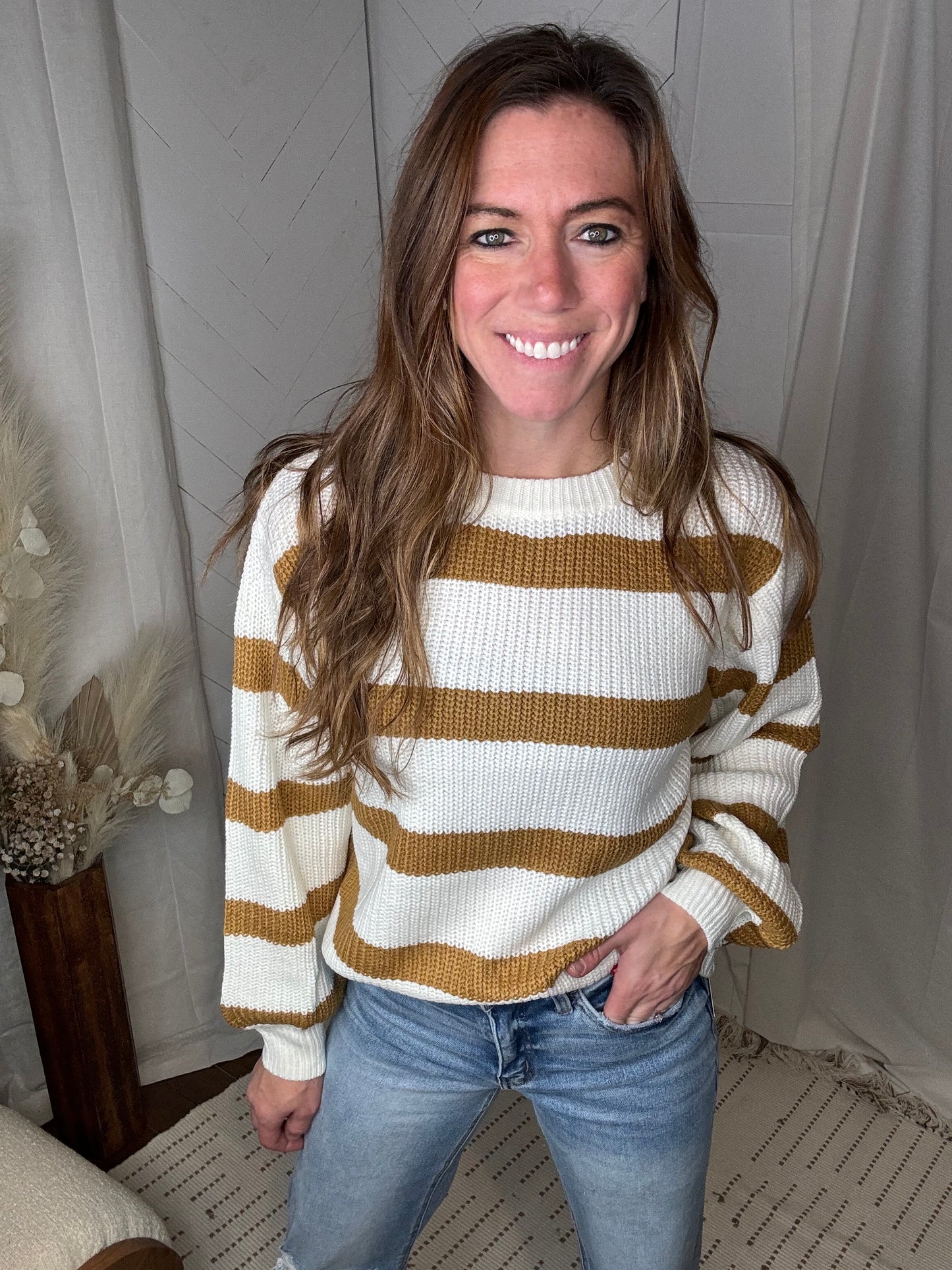 Gold Striped Knitted Sweater