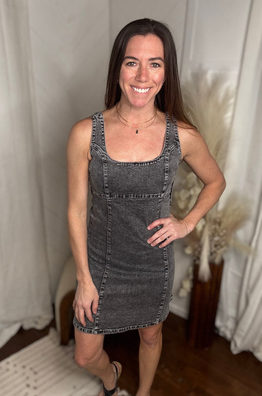 Grey Wash Denim Dress
