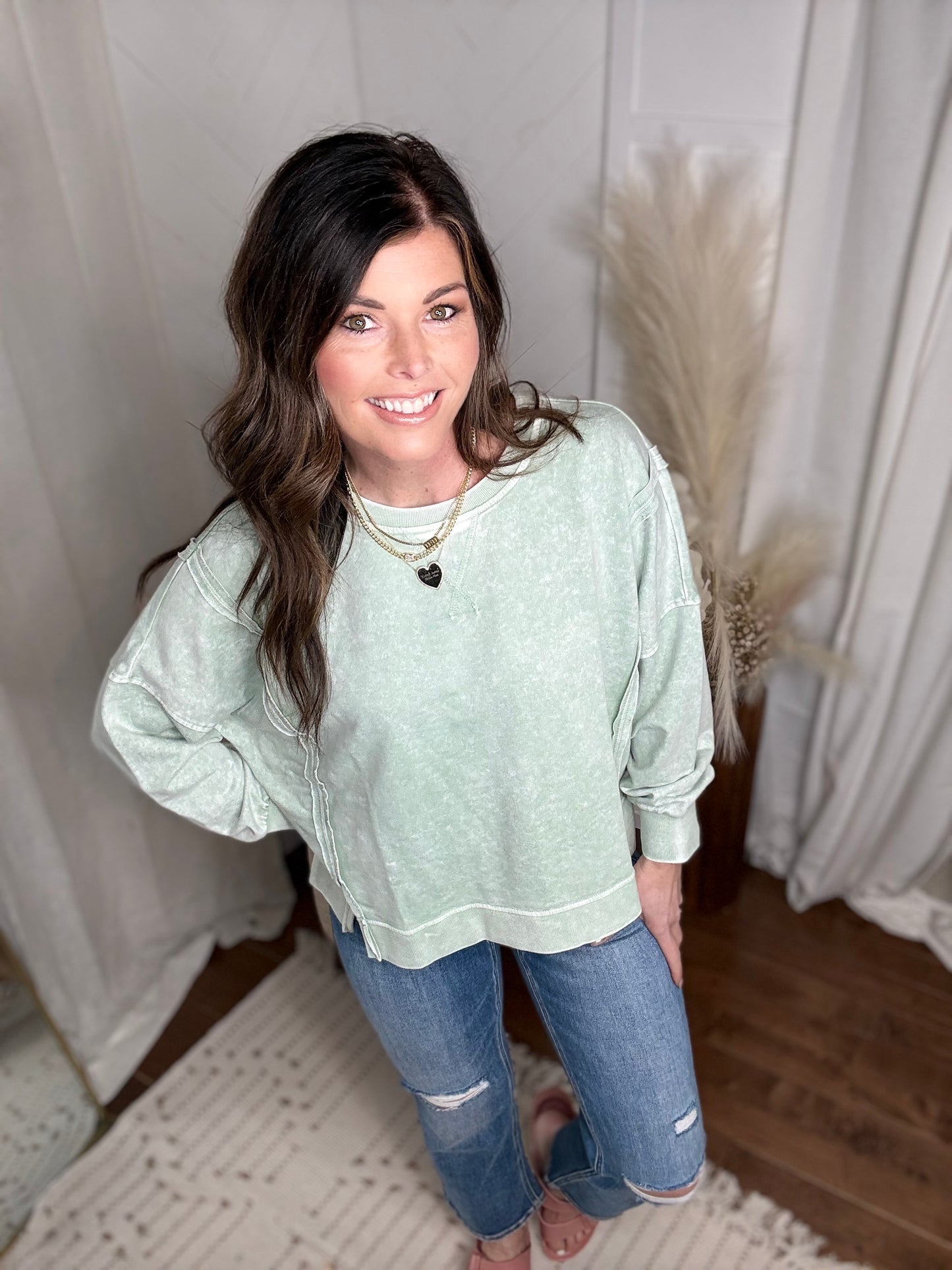 Mint Acid Washed Sweatshirt