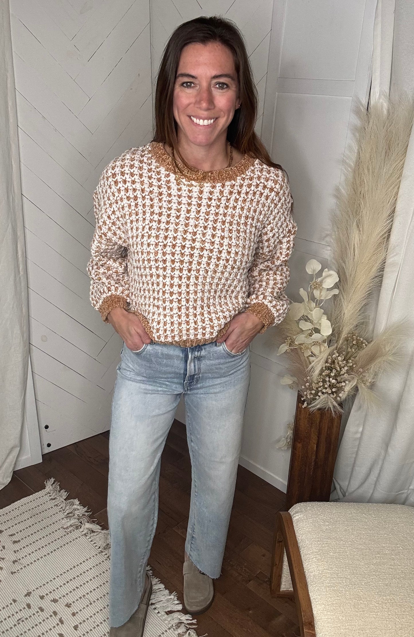 Chic Contrast Chenille Sweater