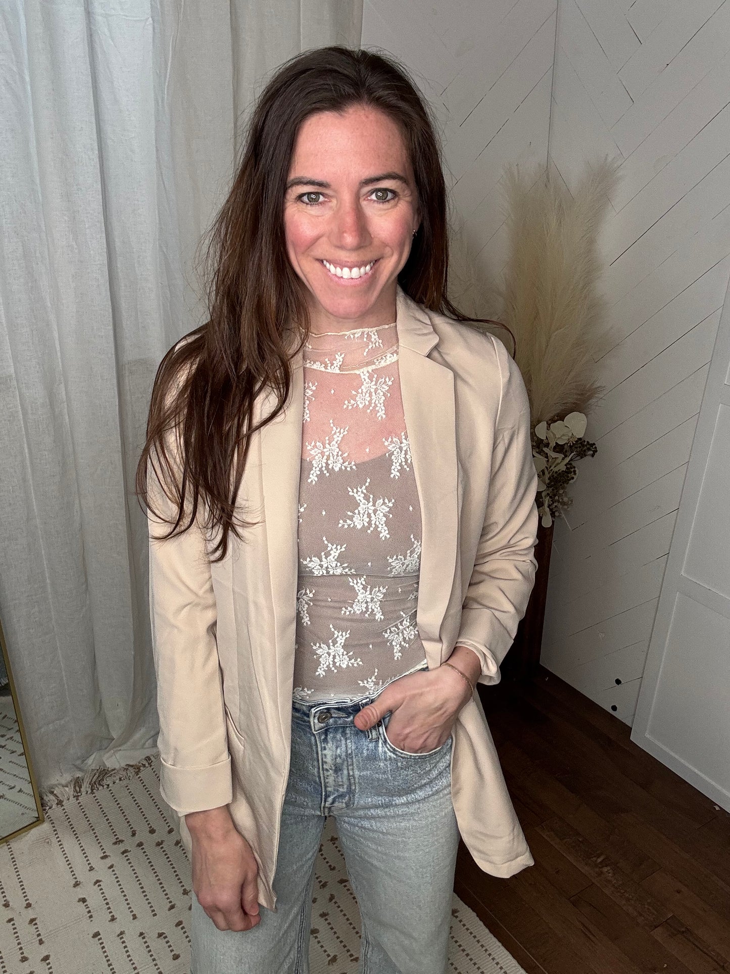 Beige Boyfriend Blazer