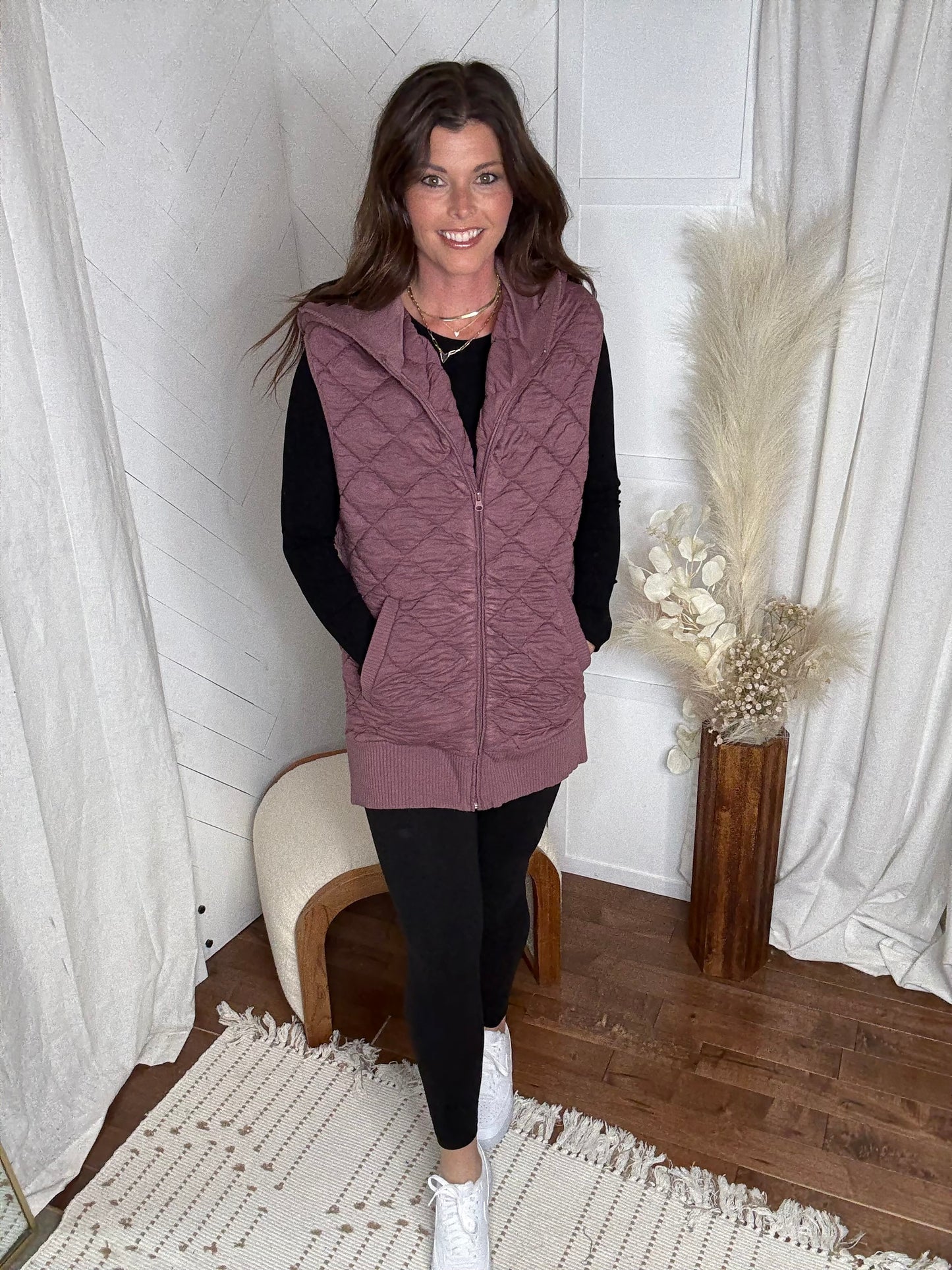 Rose Oversized Quilted Vest