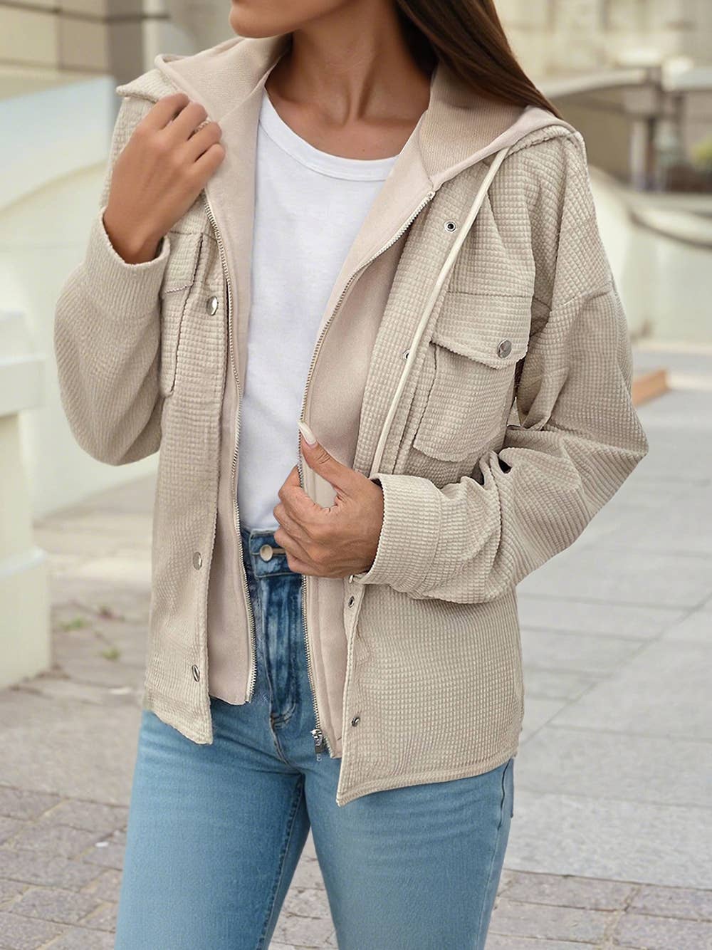 Barely Beige Zip-up Jacket