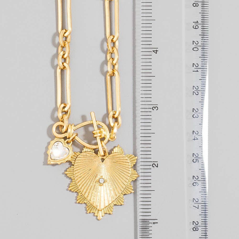 Double Heart Pendant Necklace